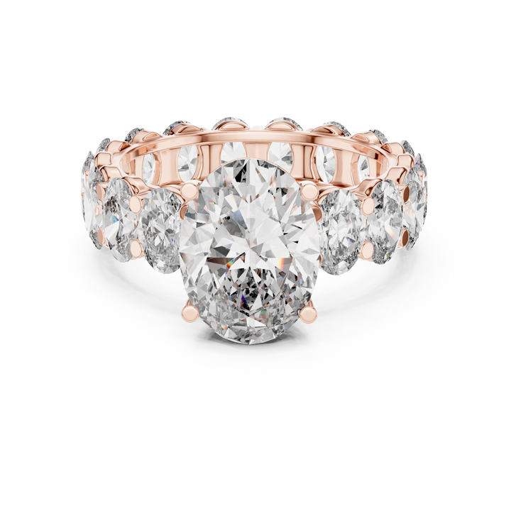 Oval Cut Diamond Eternity Ring with Oval Center Stone