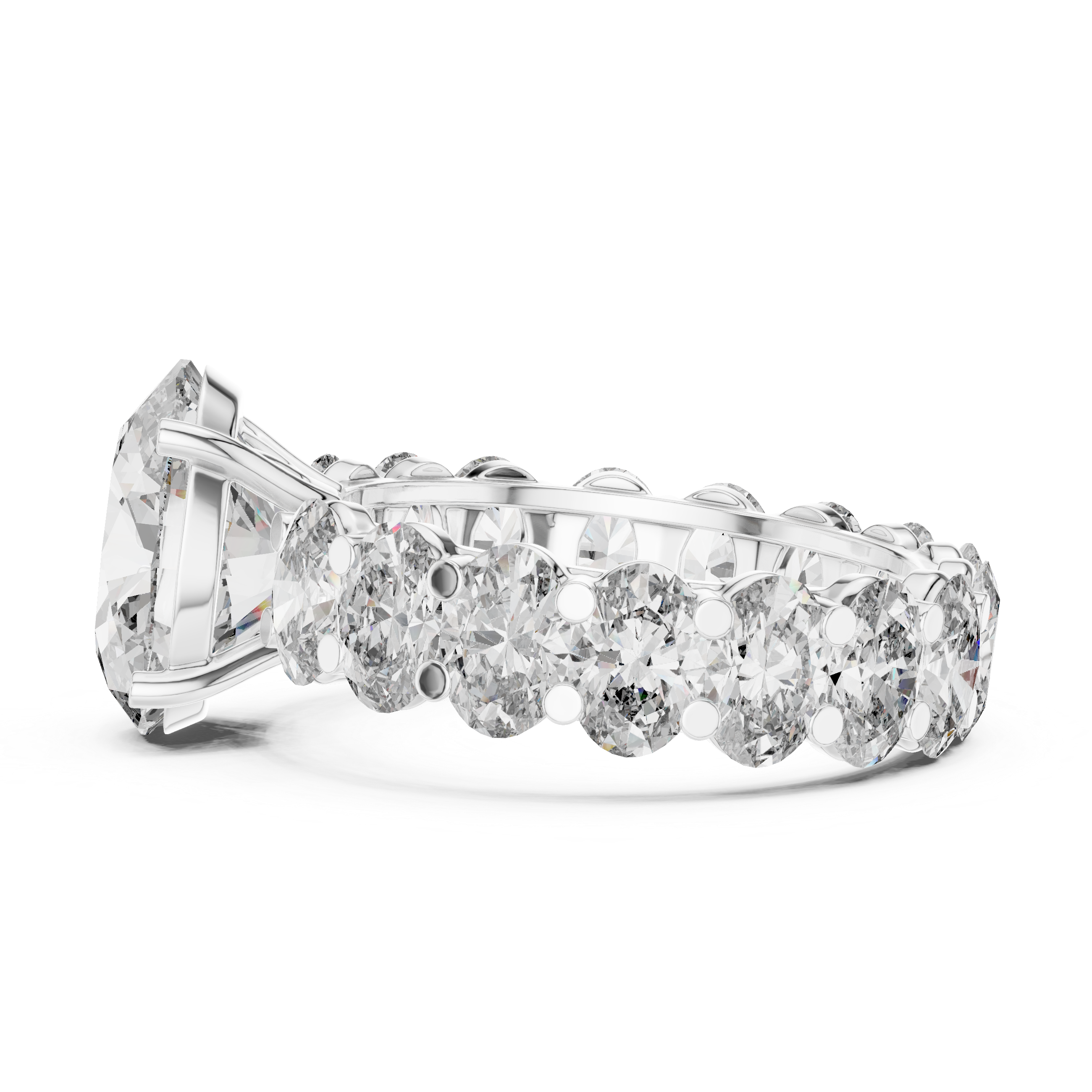 Oval Cut Diamond Eternity Ring with Oval Center Stone