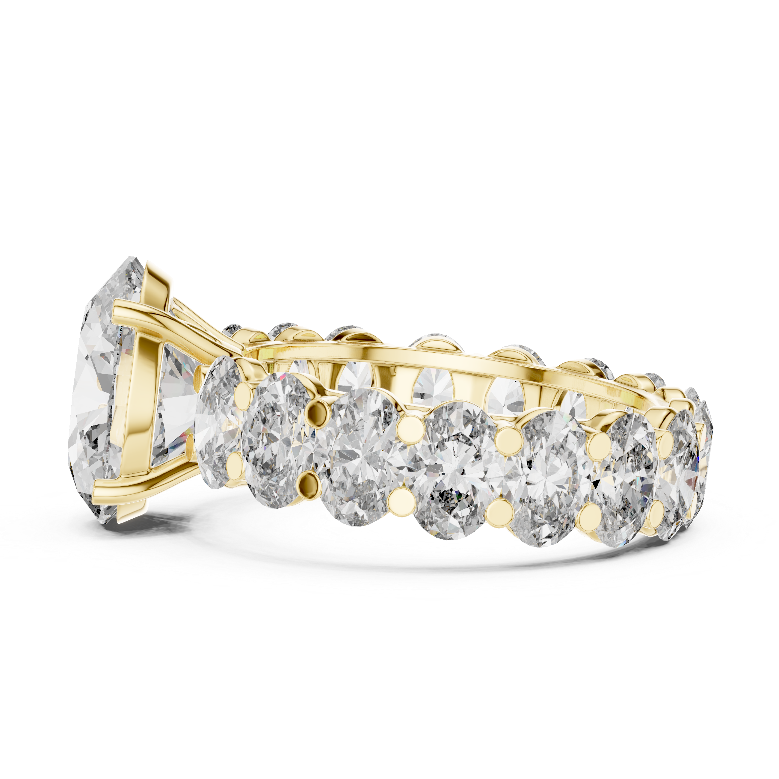 Oval Cut Diamond Eternity Ring with Oval Center Stone