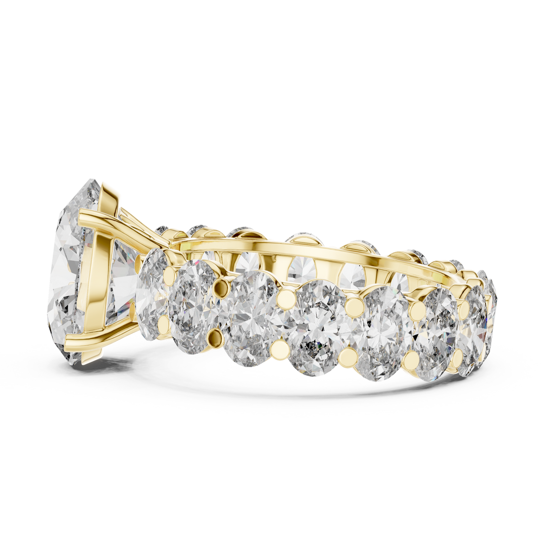 Oval Cut Diamond Eternity Ring with Oval Center Stone