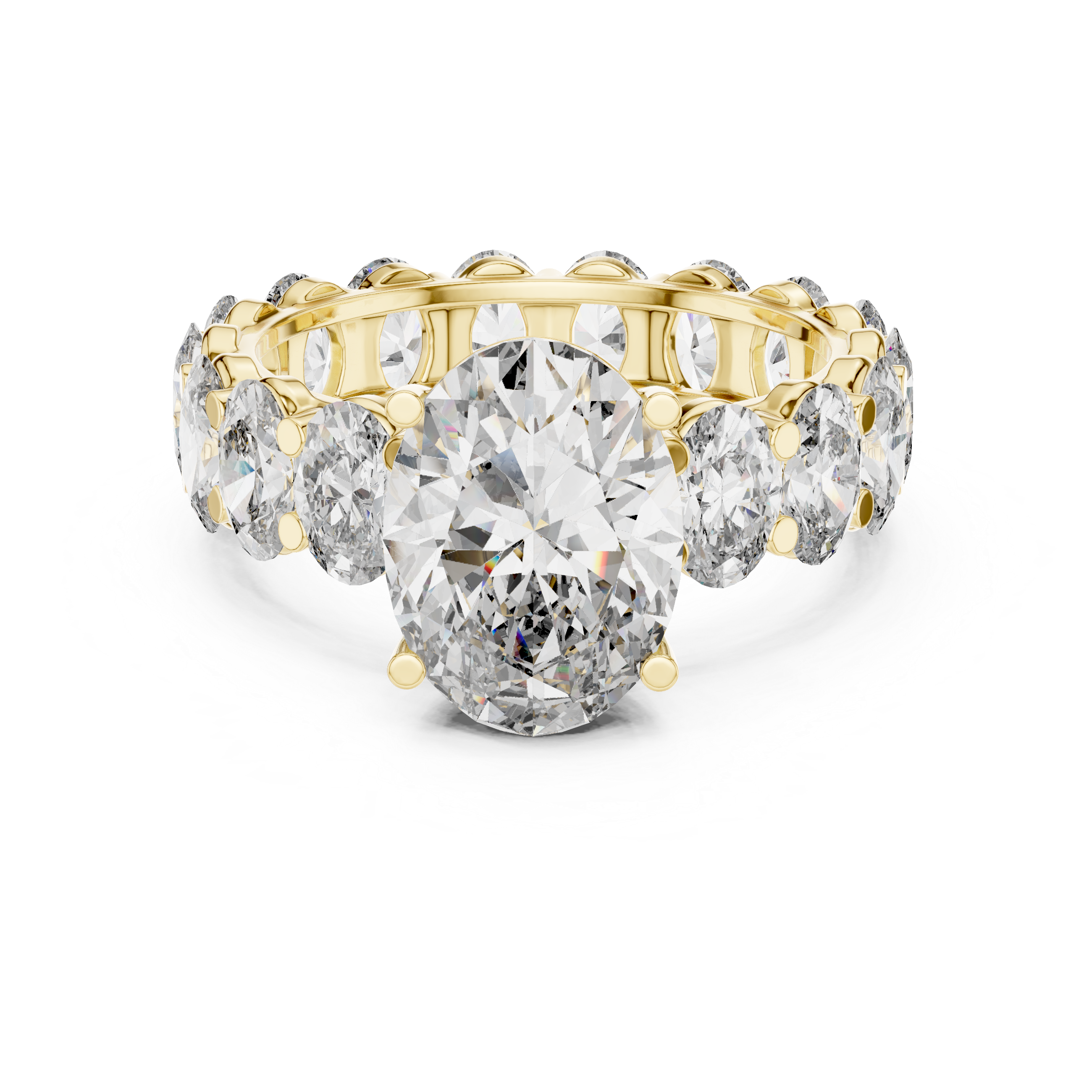 Oval Cut Diamond Eternity Ring with Oval Center Stone
