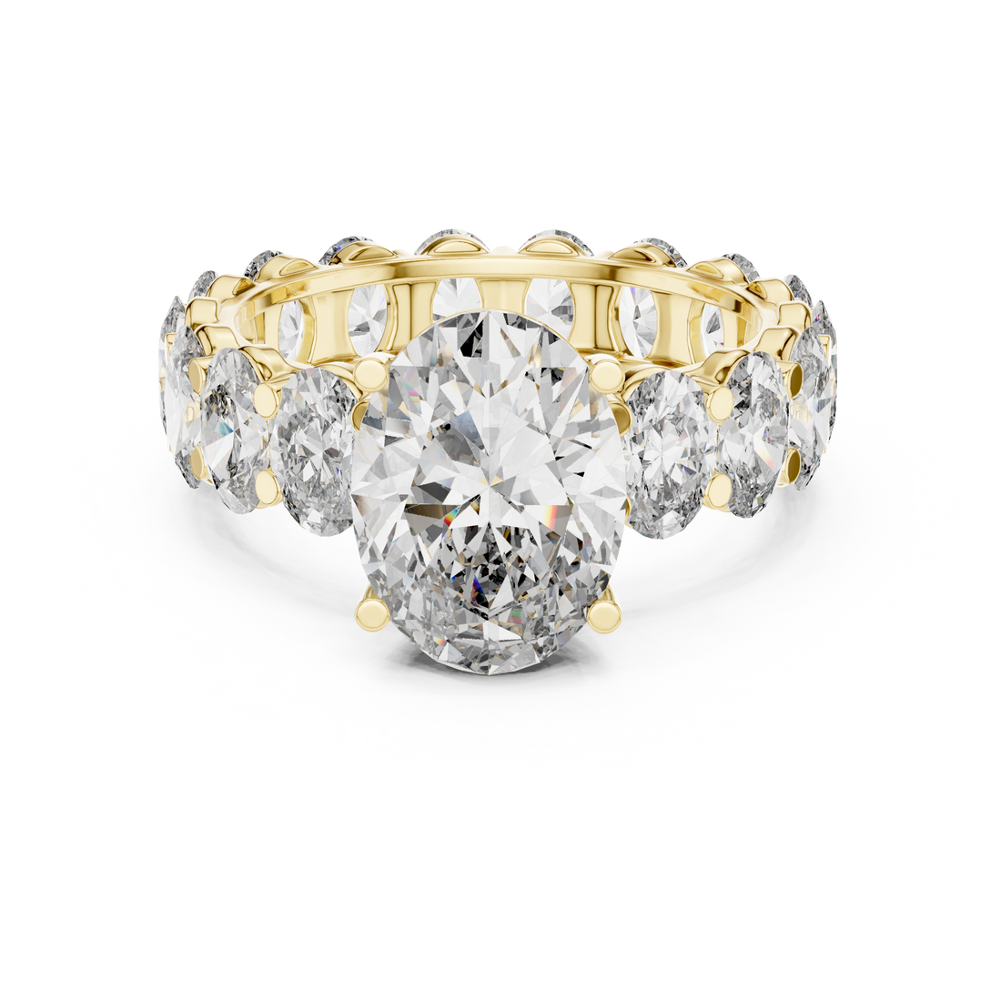 Oval Cut Diamond Eternity Ring with Oval Center Stone