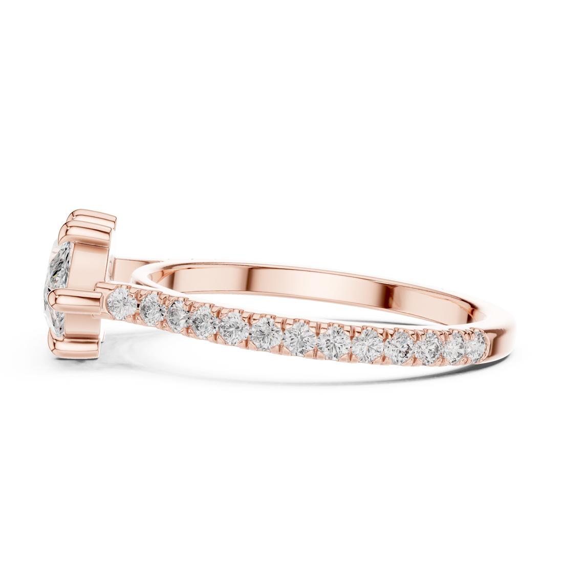 Marquise Cut Diamond Solitaire with Pavé Band Engagement Ring