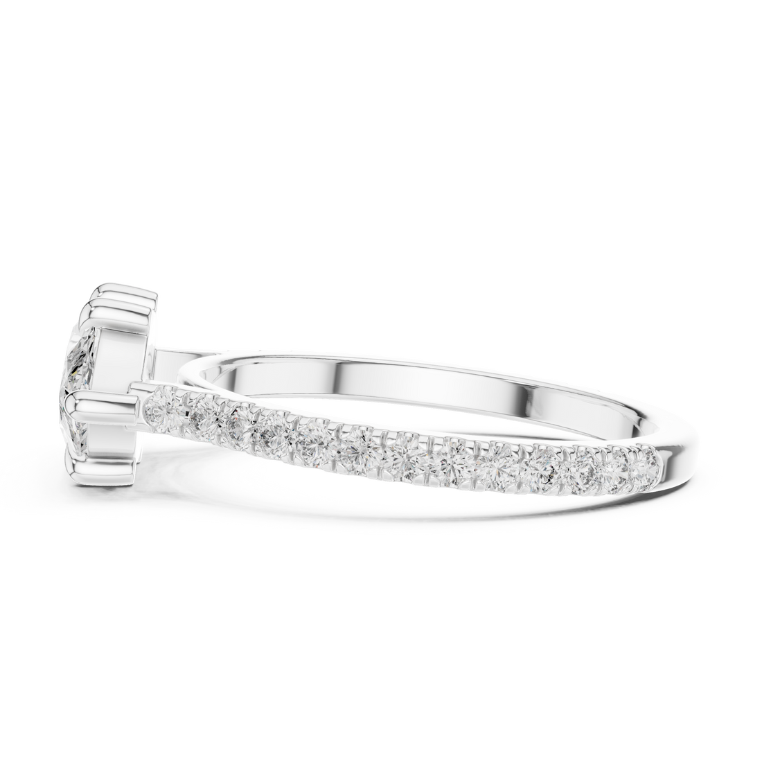 Marquise Cut Diamond Solitaire with Pavé Band Engagement Ring