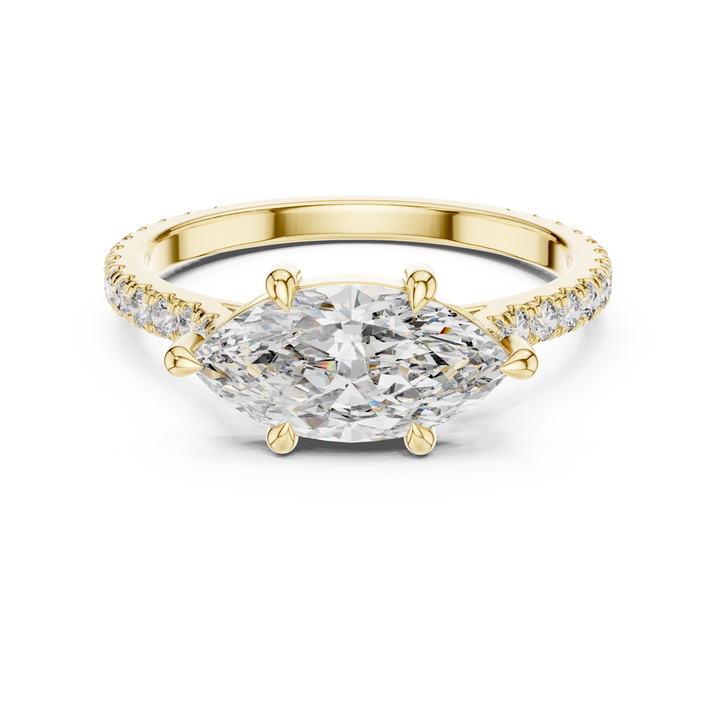 Marquise Cut Diamond Solitaire with Pavé Band Engagement Ring