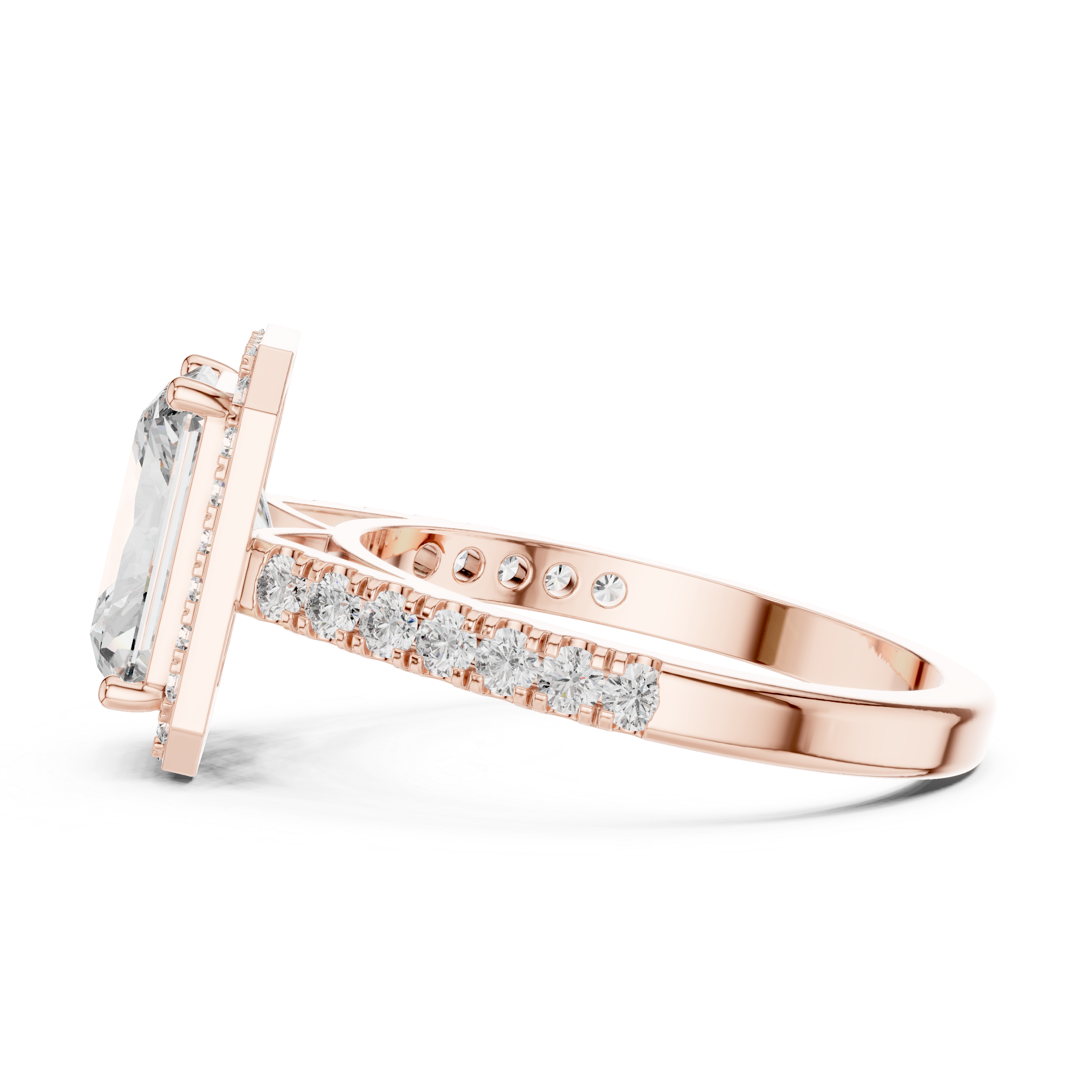 Radiant Cut Diamond Halo Engagement Ring