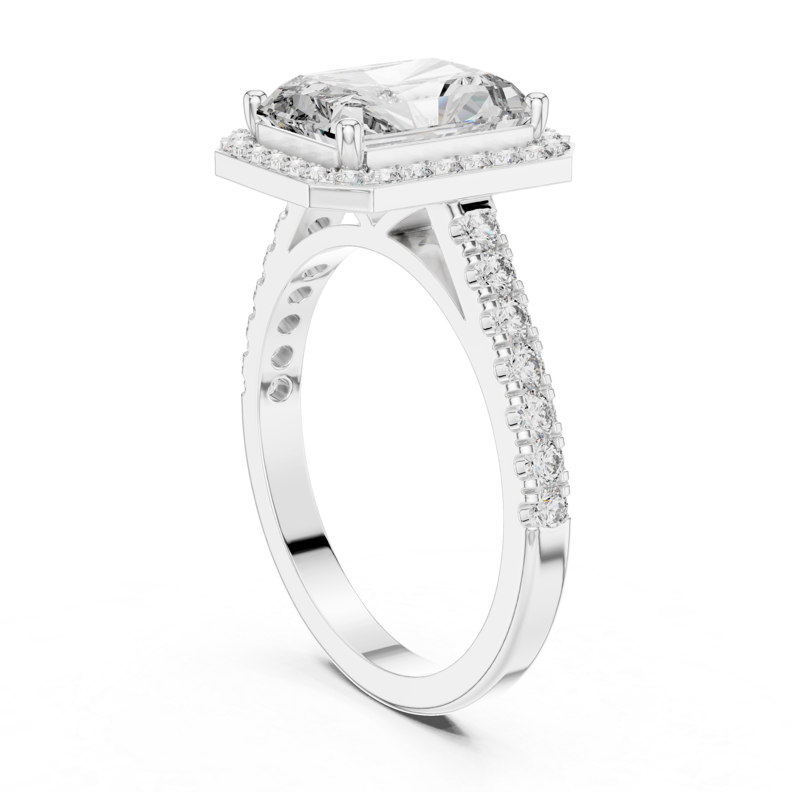 Radiant Cut Diamond Halo Engagement Ring