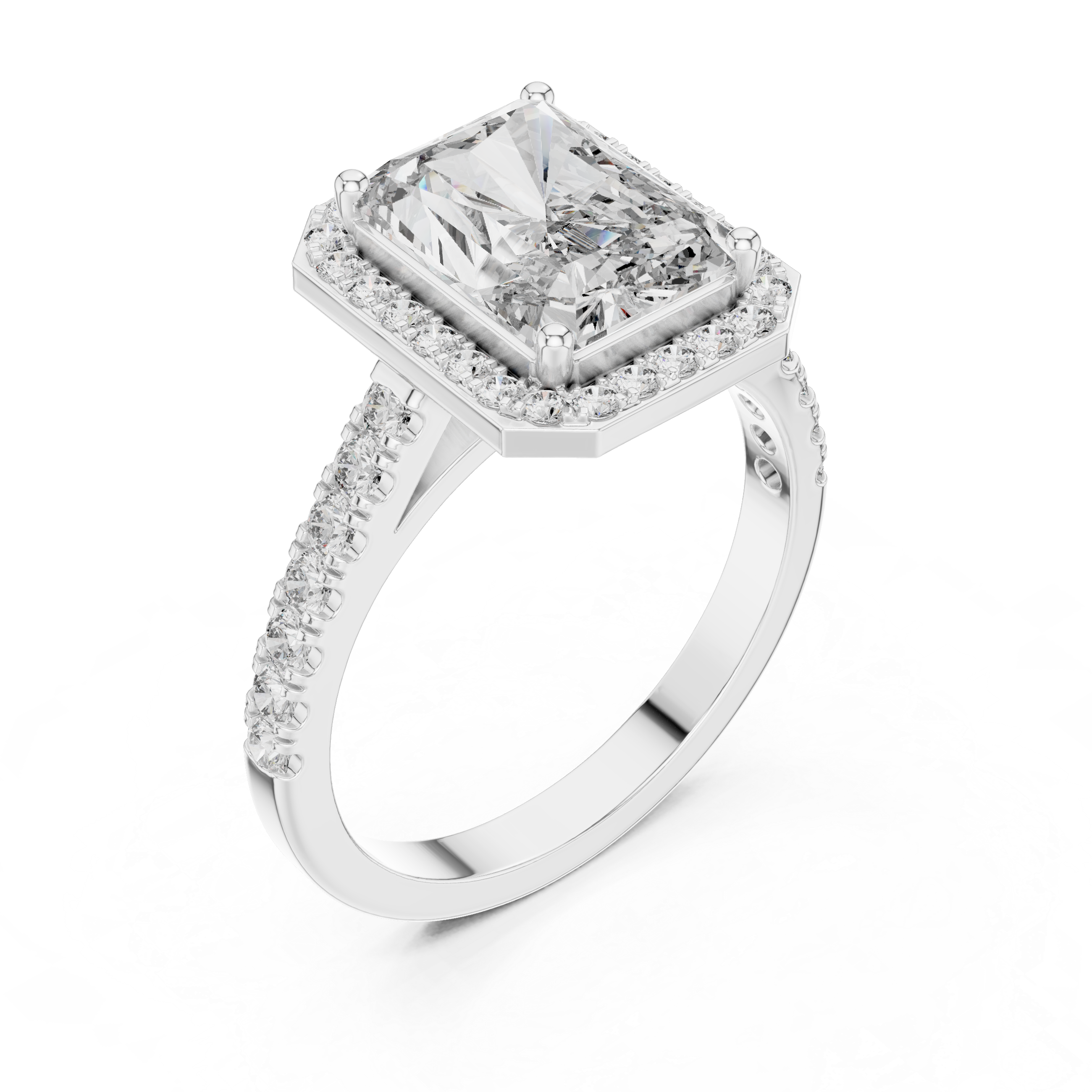 Radiant Cut Diamond Halo Engagement Ring