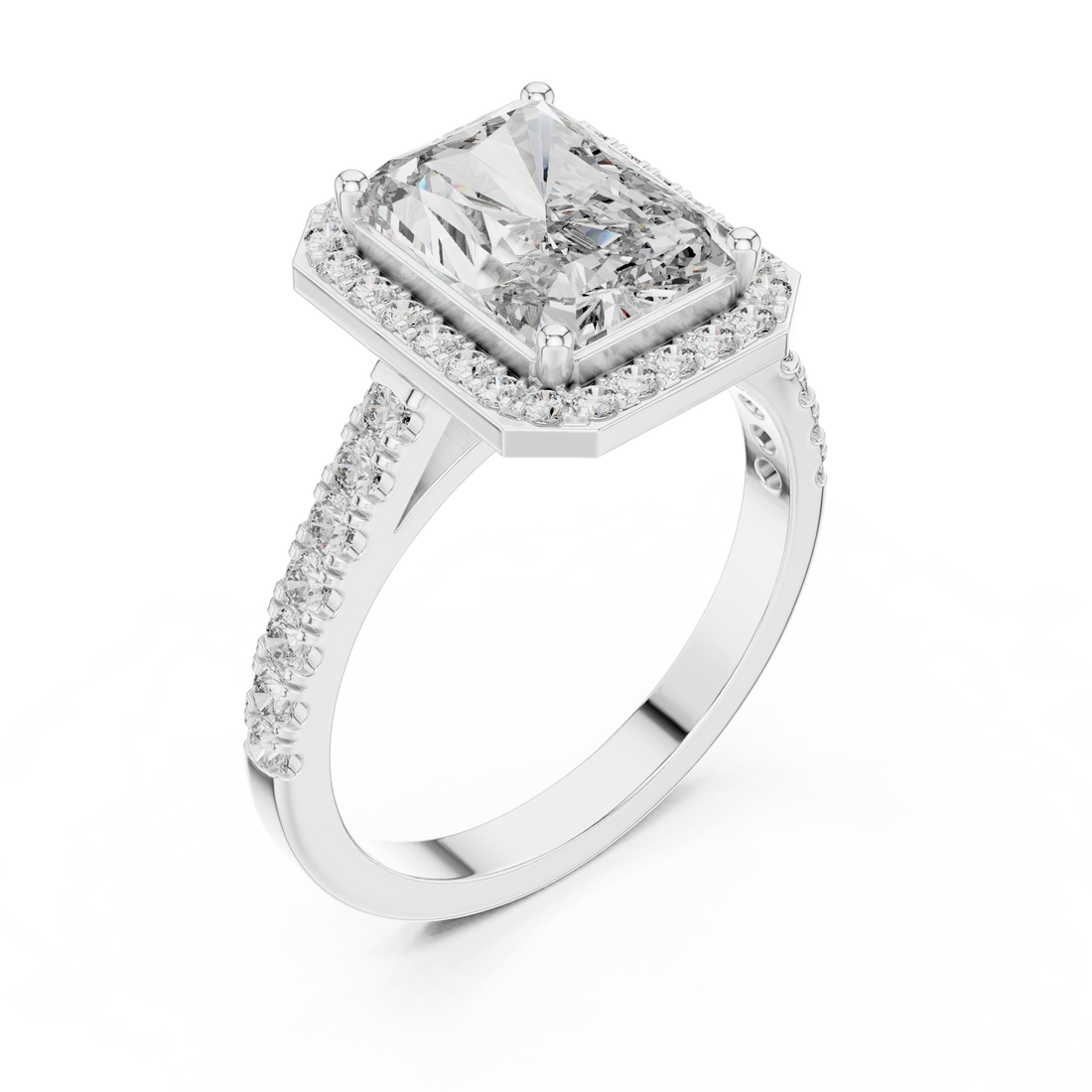 Radiant Cut Diamond Halo Engagement Ring