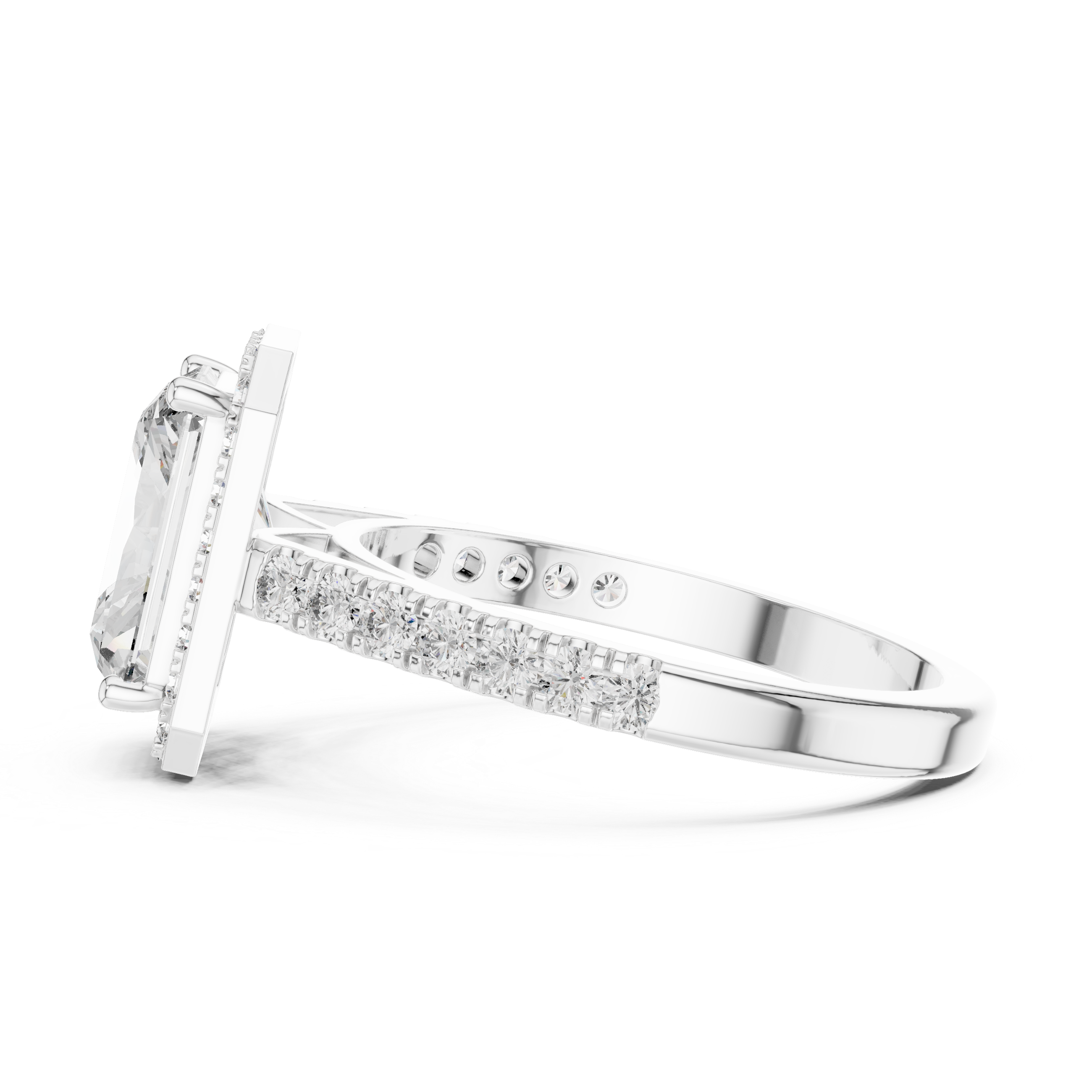 Radiant Cut Diamond Halo Engagement Ring