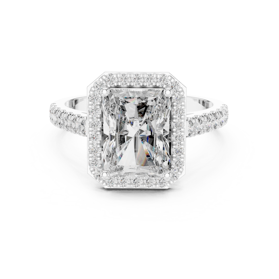 Radiant Cut Diamond Halo Engagement Ring
