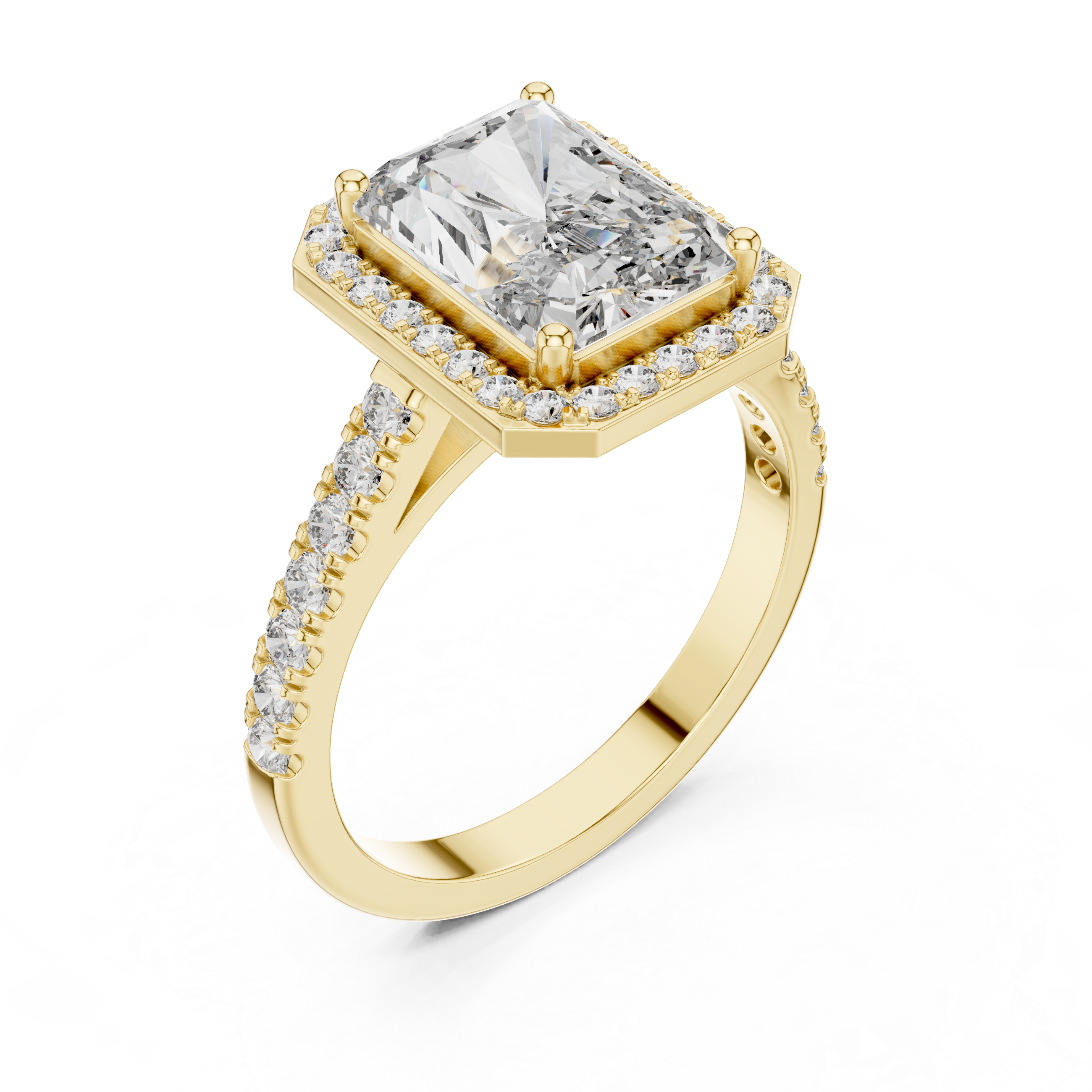 Radiant Cut Diamond Halo Engagement Ring