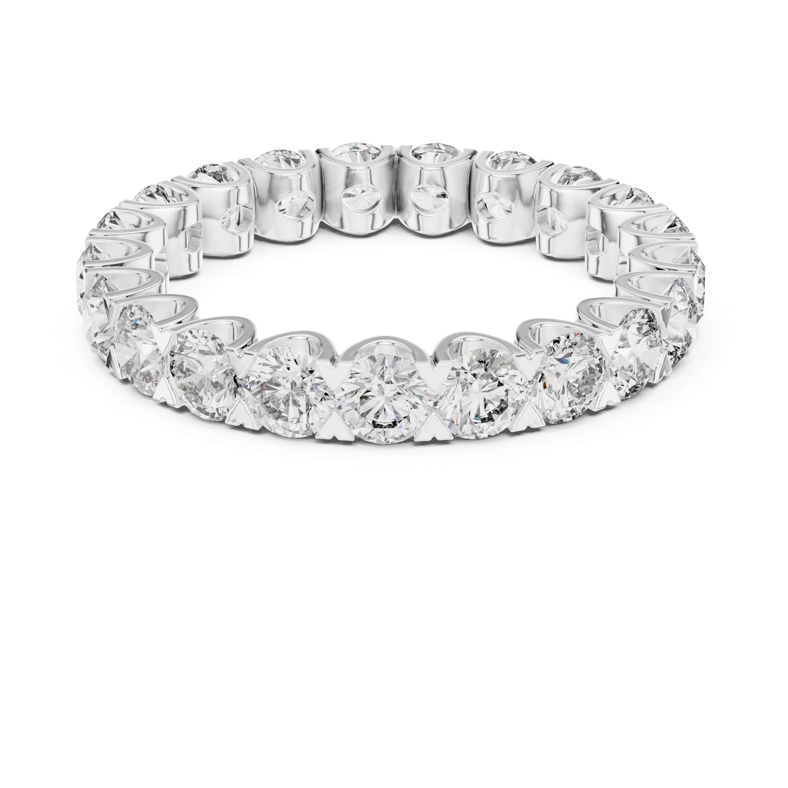 Round Brilliant Diamond Eternity Band with 21 Stone Collet Setting