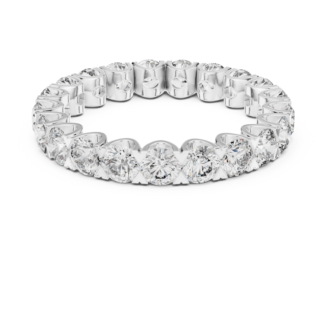 Round Brilliant Diamond Eternity Band with 21 Stone Collet Setting