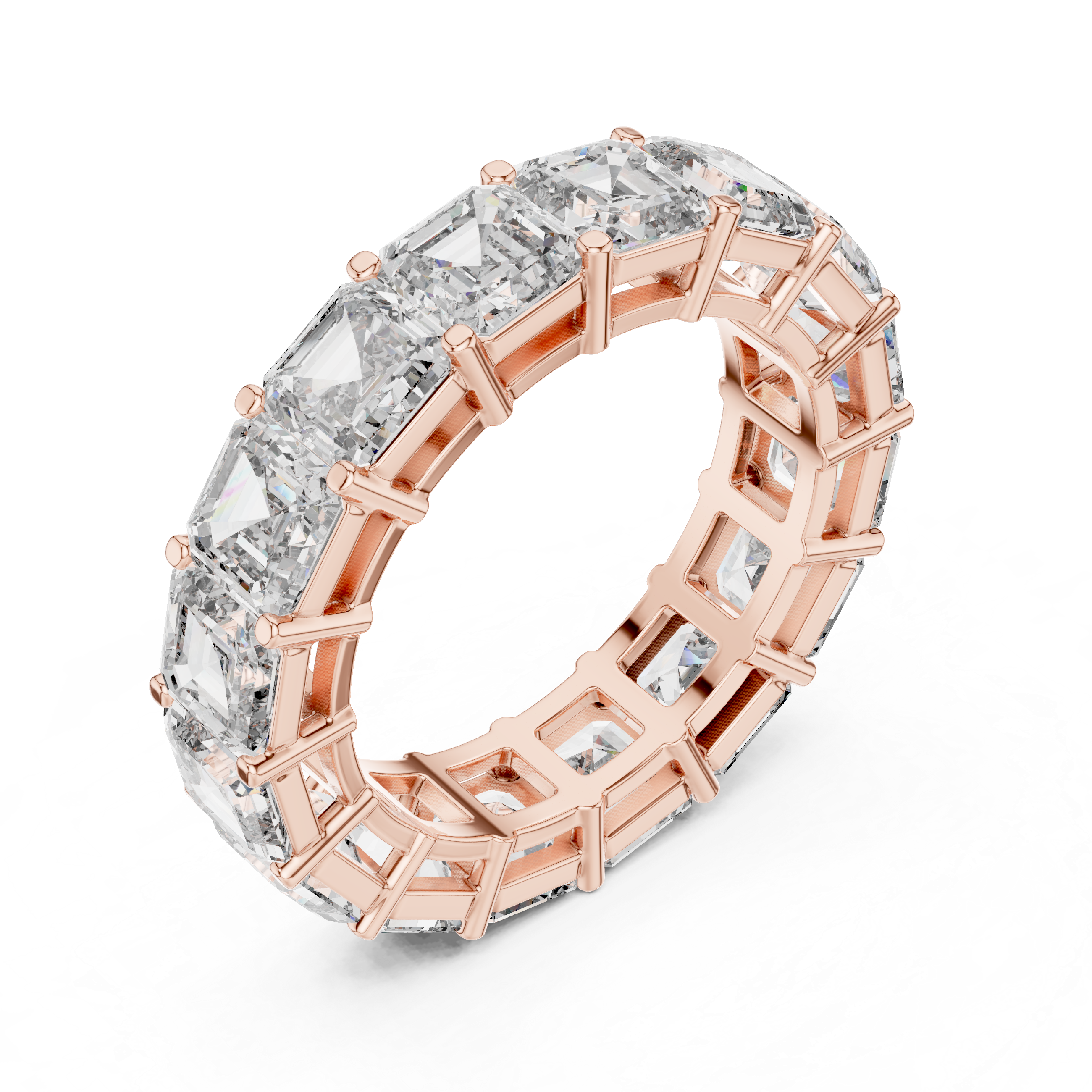 Emerald Cut Diamond Eternity Band with Collet Setting