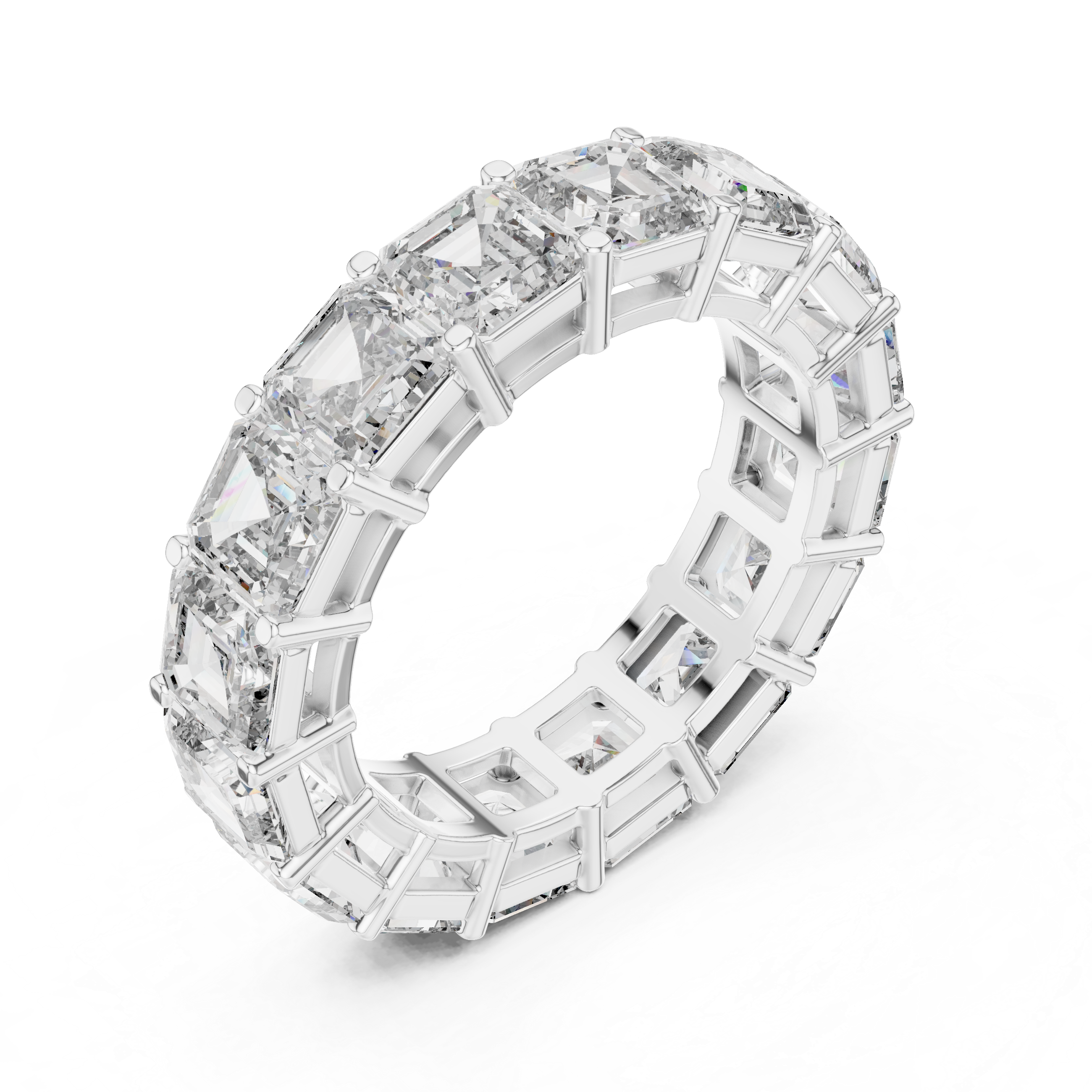 Emerald Cut Diamond Eternity Band with Collet Setting