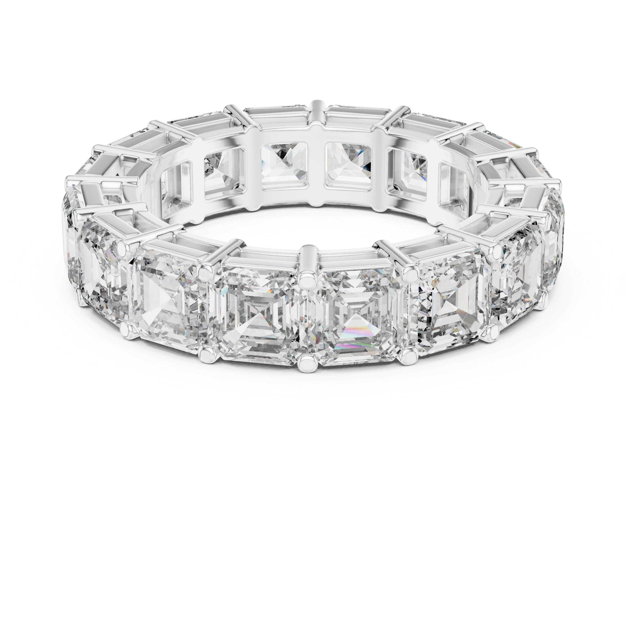 Emerald Cut Diamond Eternity Band with Collet Setting