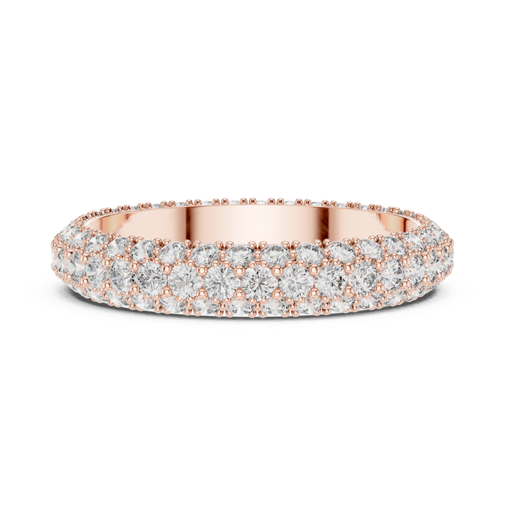 Round Diamond Double Row Eternity Band in Prong Setting