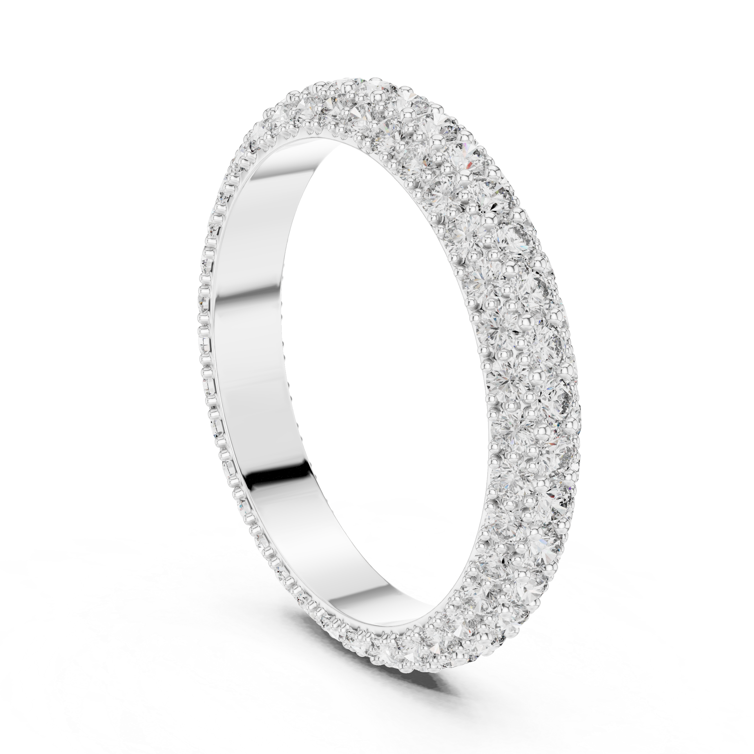 Round Diamond Double Row Eternity Band in Prong Setting