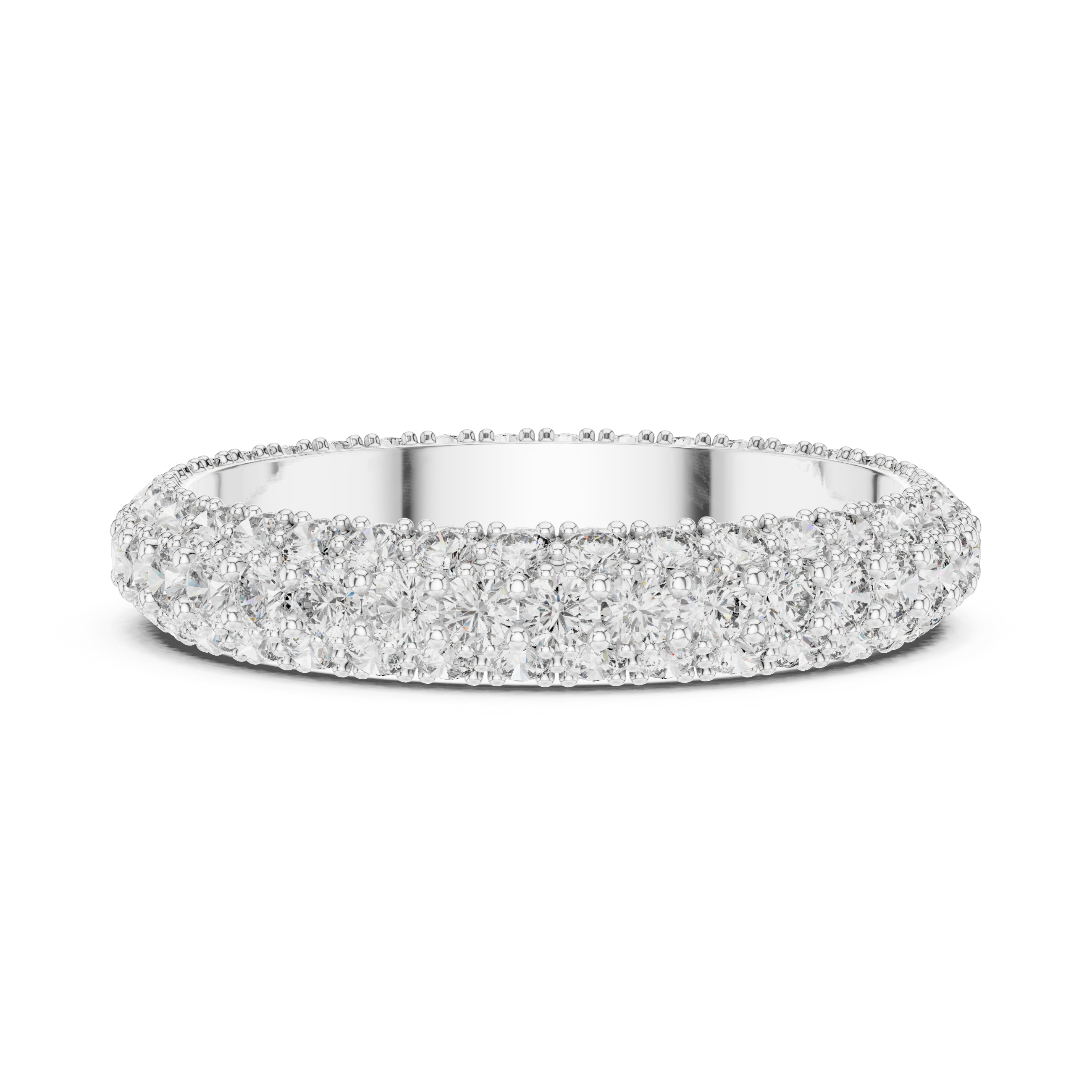 Round Diamond Double Row Eternity Band in Prong Setting