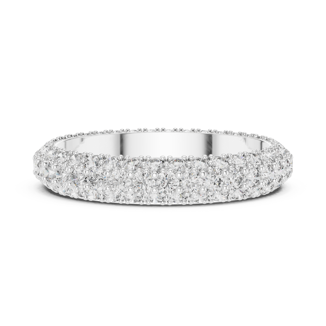Round Diamond Double Row Eternity Band in Prong Setting
