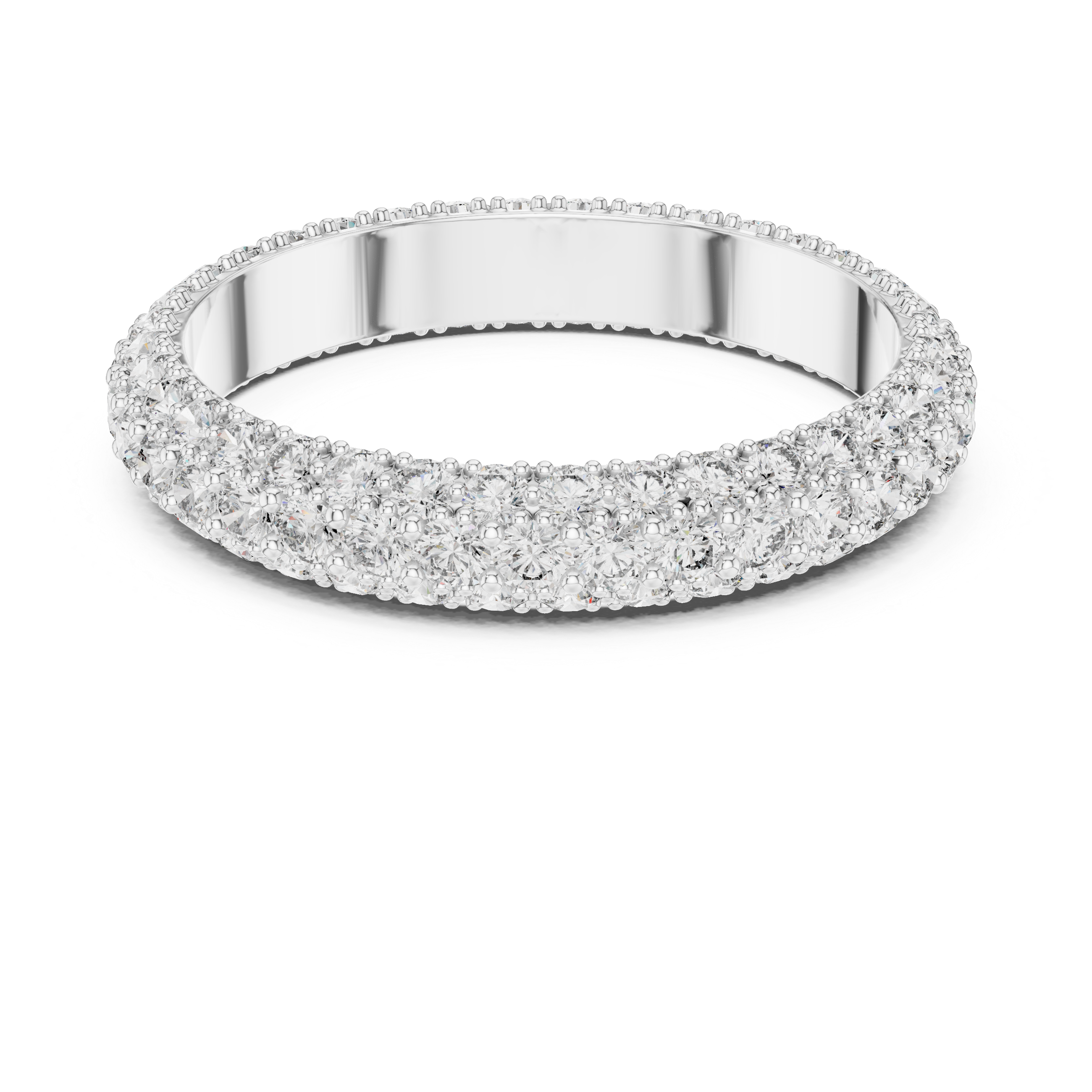 Round Diamond Double Row Eternity Band in Prong Setting