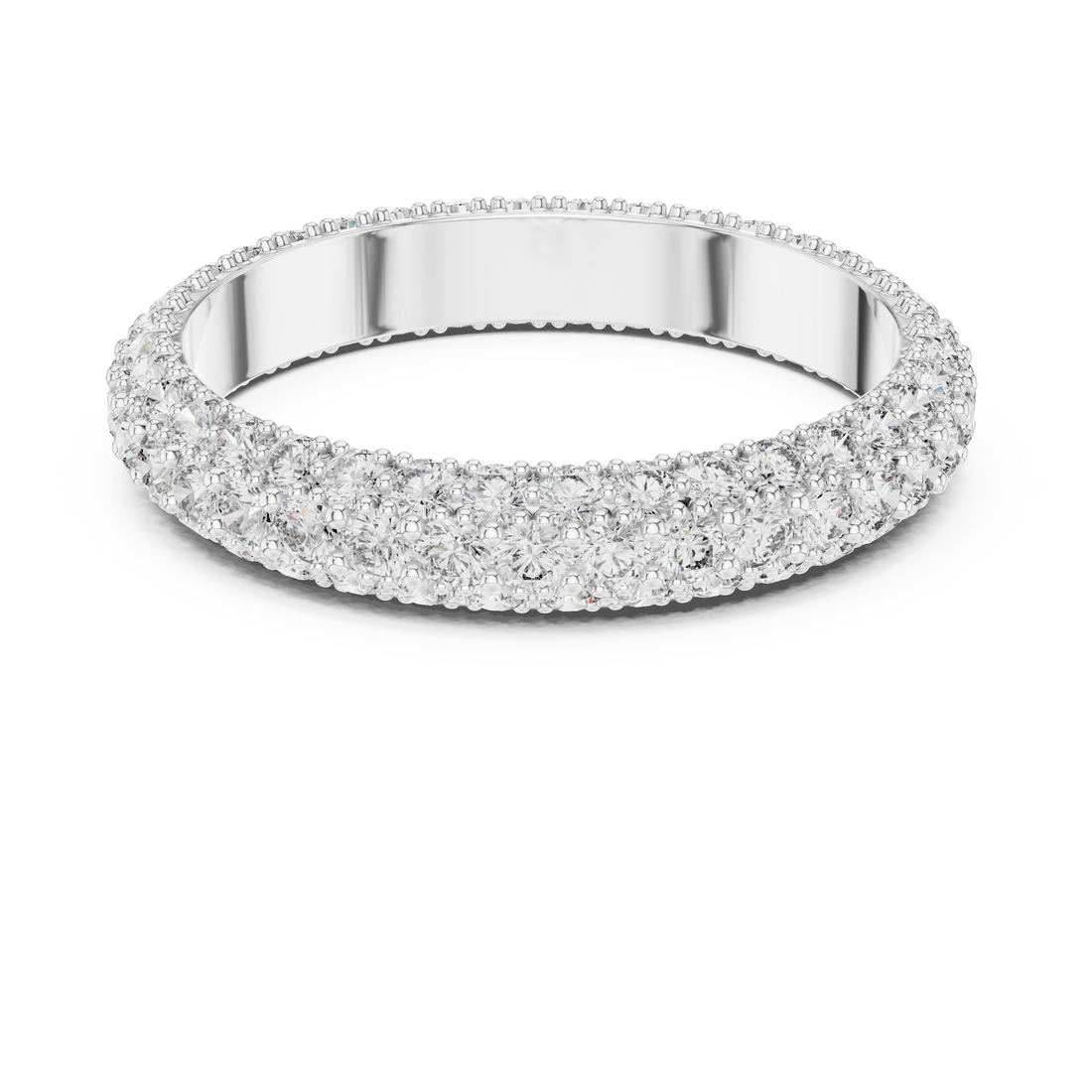 Round Diamond Double Row Eternity Band in Prong Setting