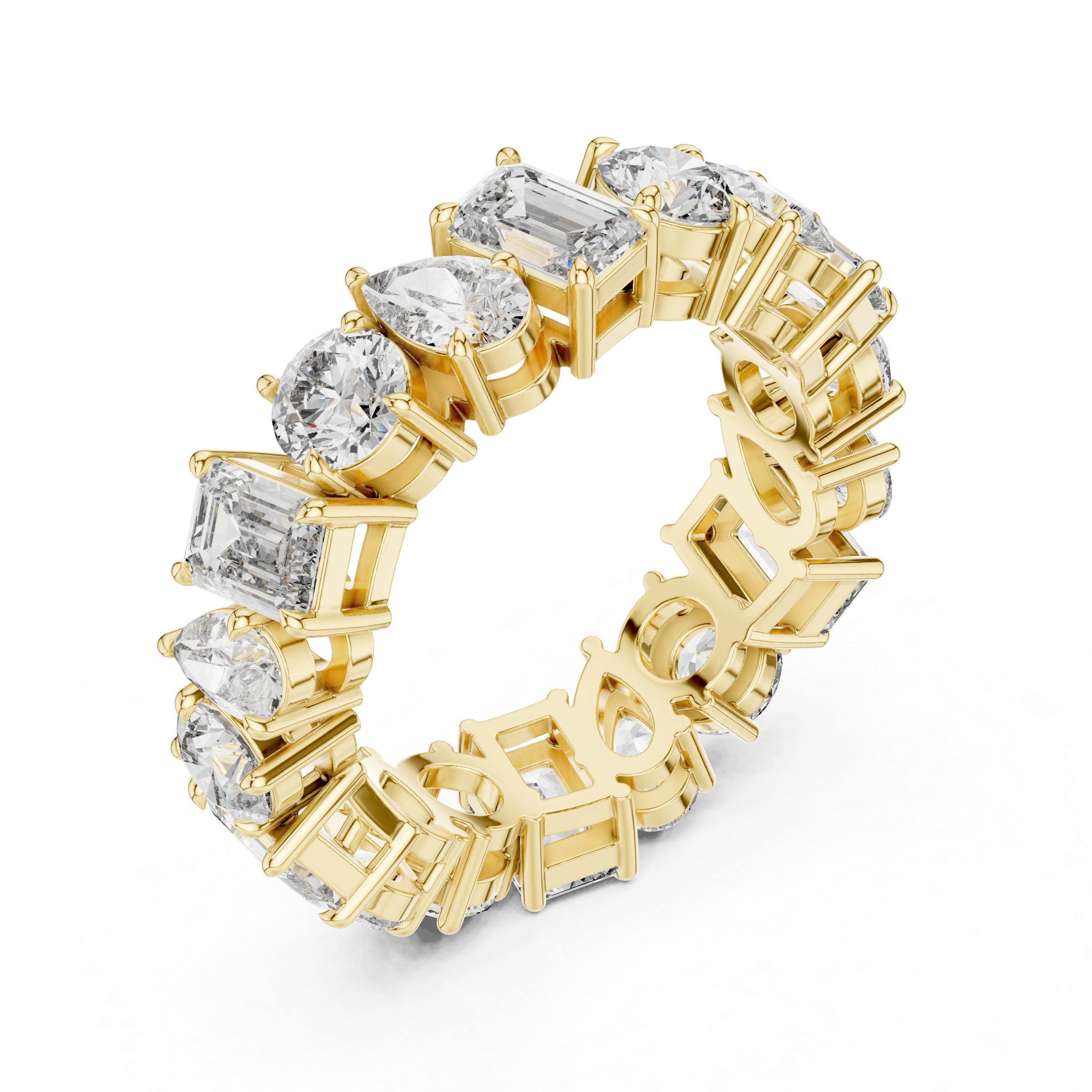 Floral ring with petal-shaped detailing.