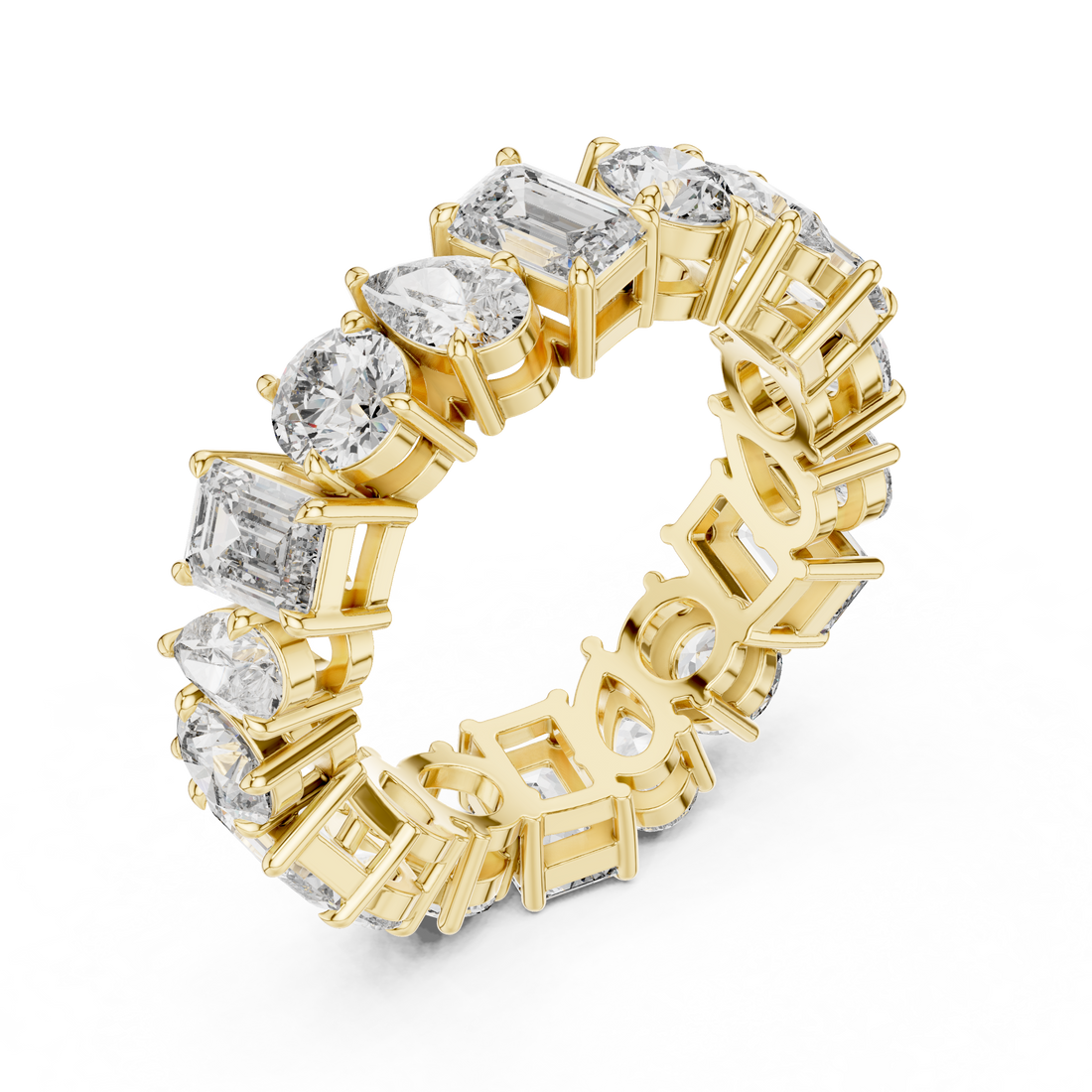 Floral ring with petal-shaped detailing.