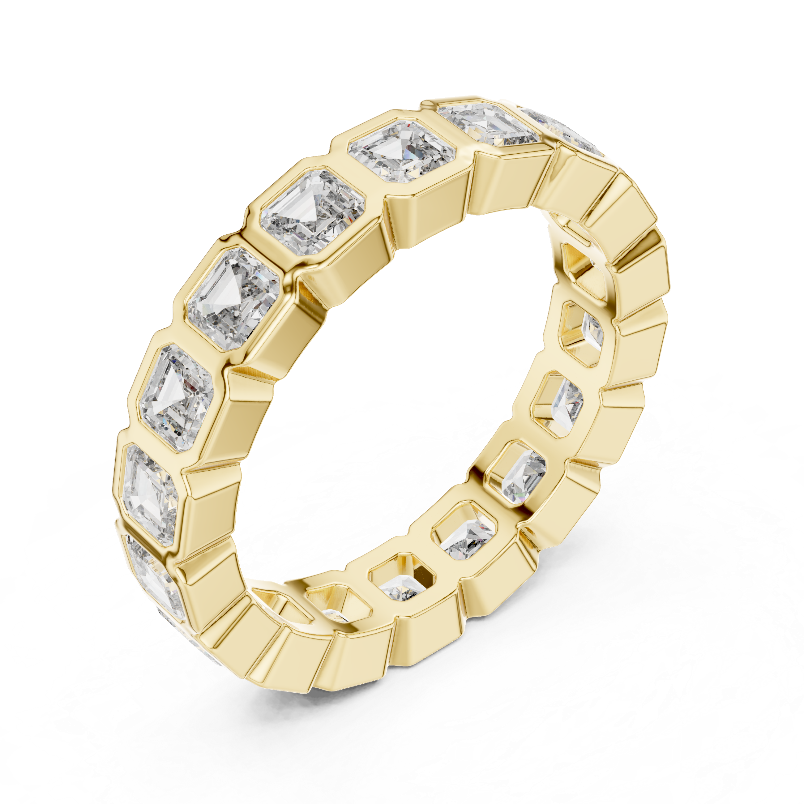 Minimalist thin gold band ring with tiny diamonds.
