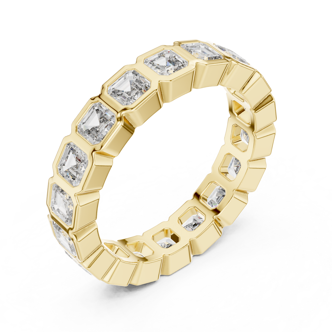 Minimalist thin gold band ring with tiny diamonds.