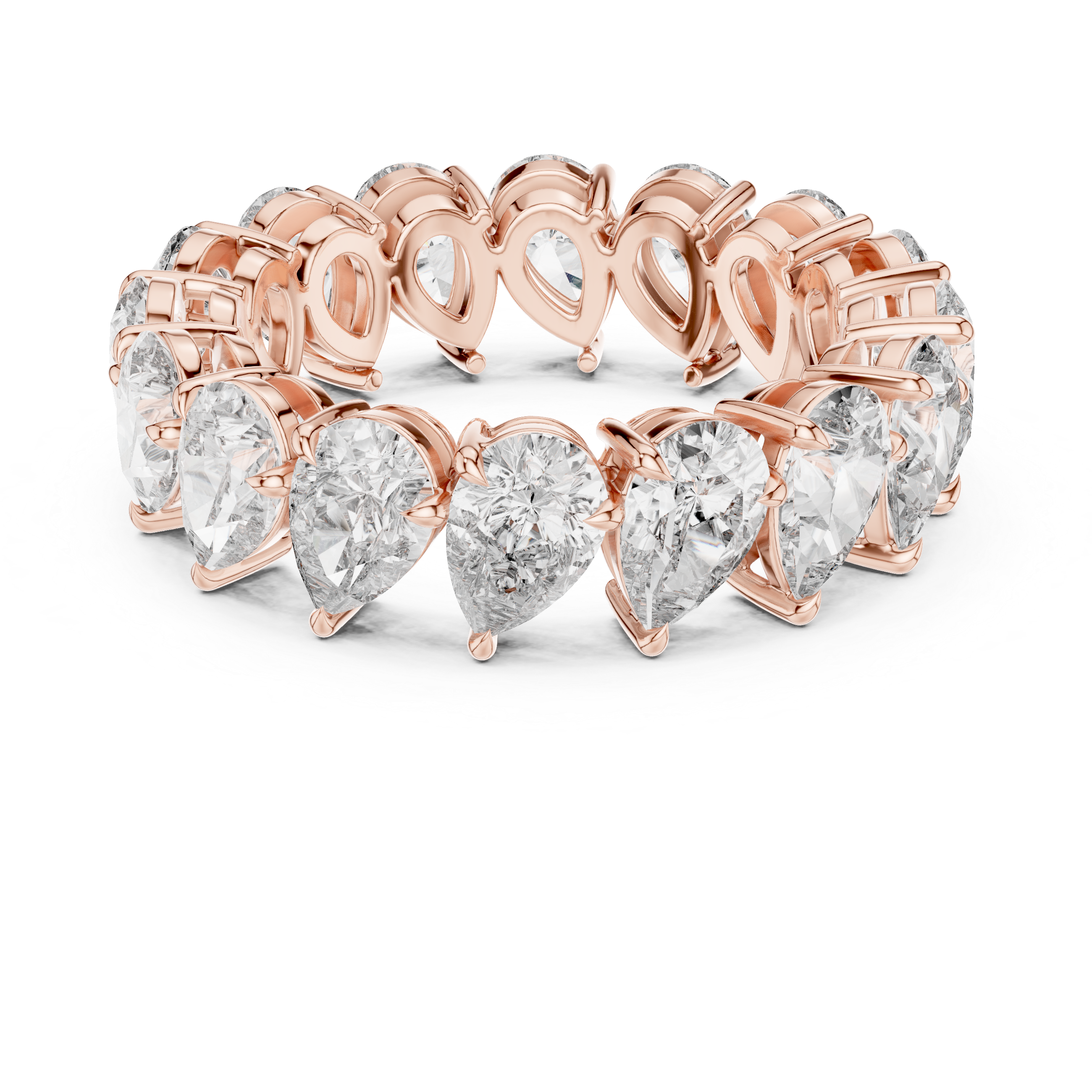 Eternity diamond ring with continuous sparkle.