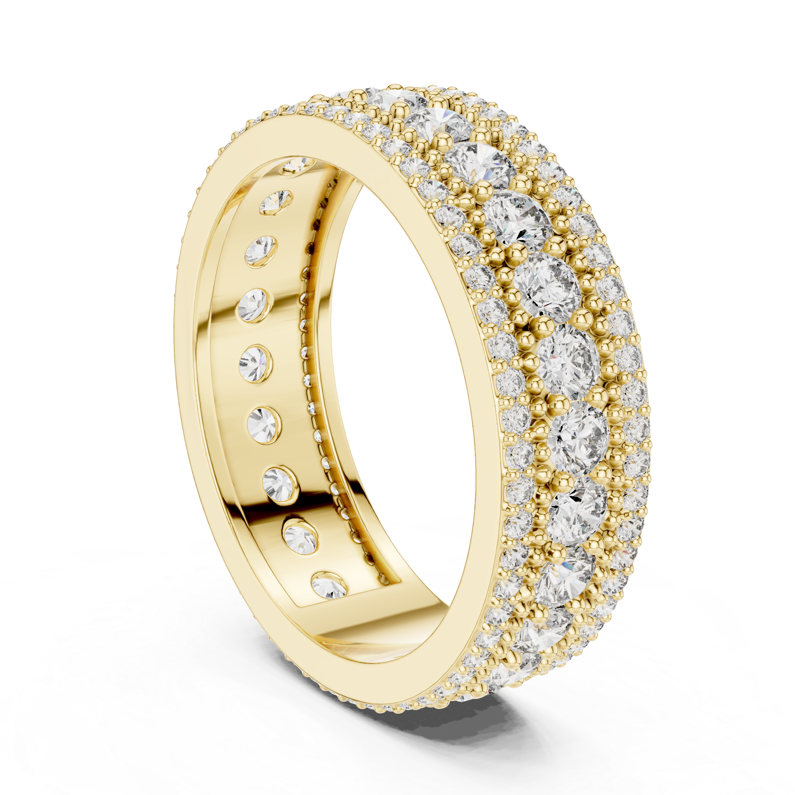 Gold toe ring with floral engraving.