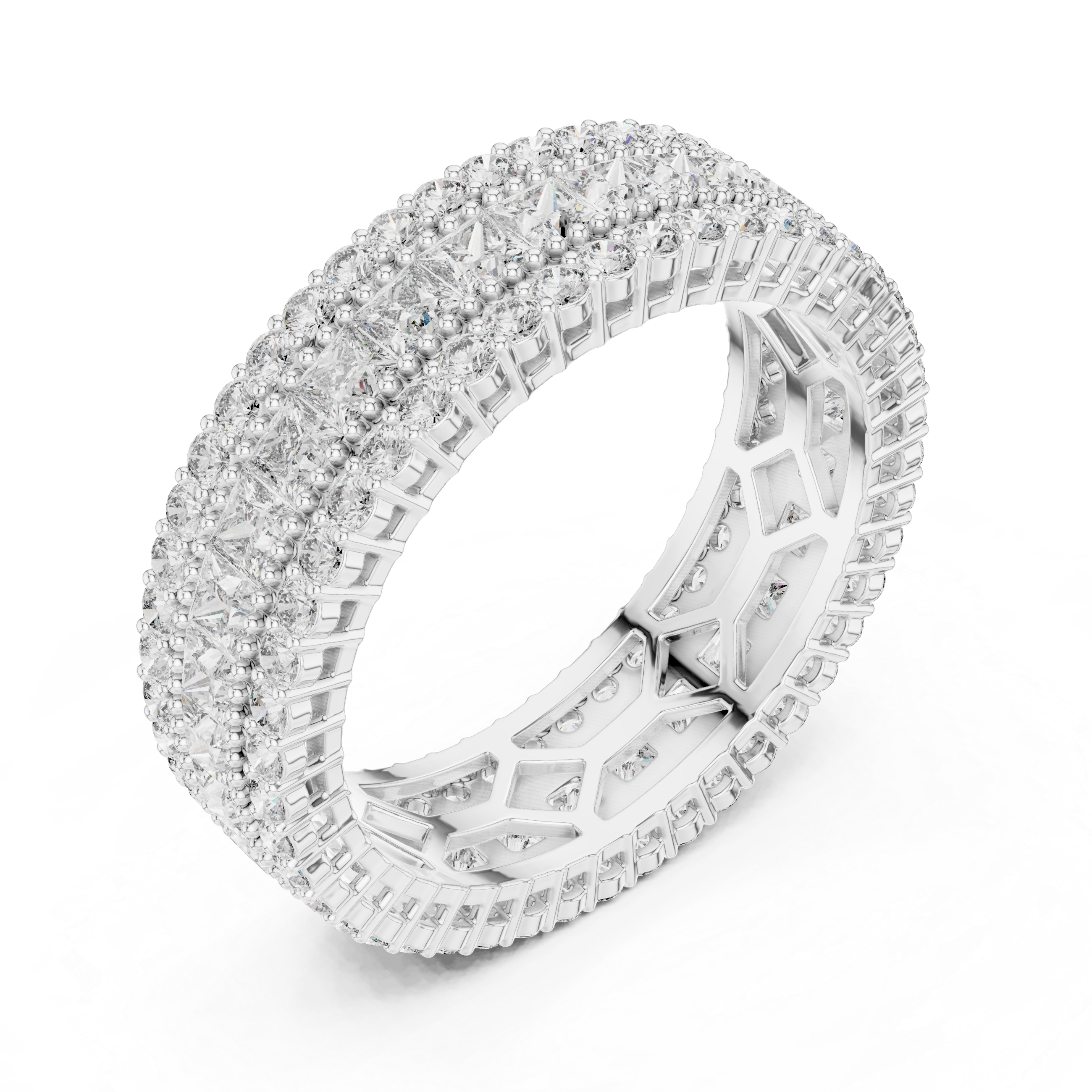 Men's gold wedding band with brushed finish.