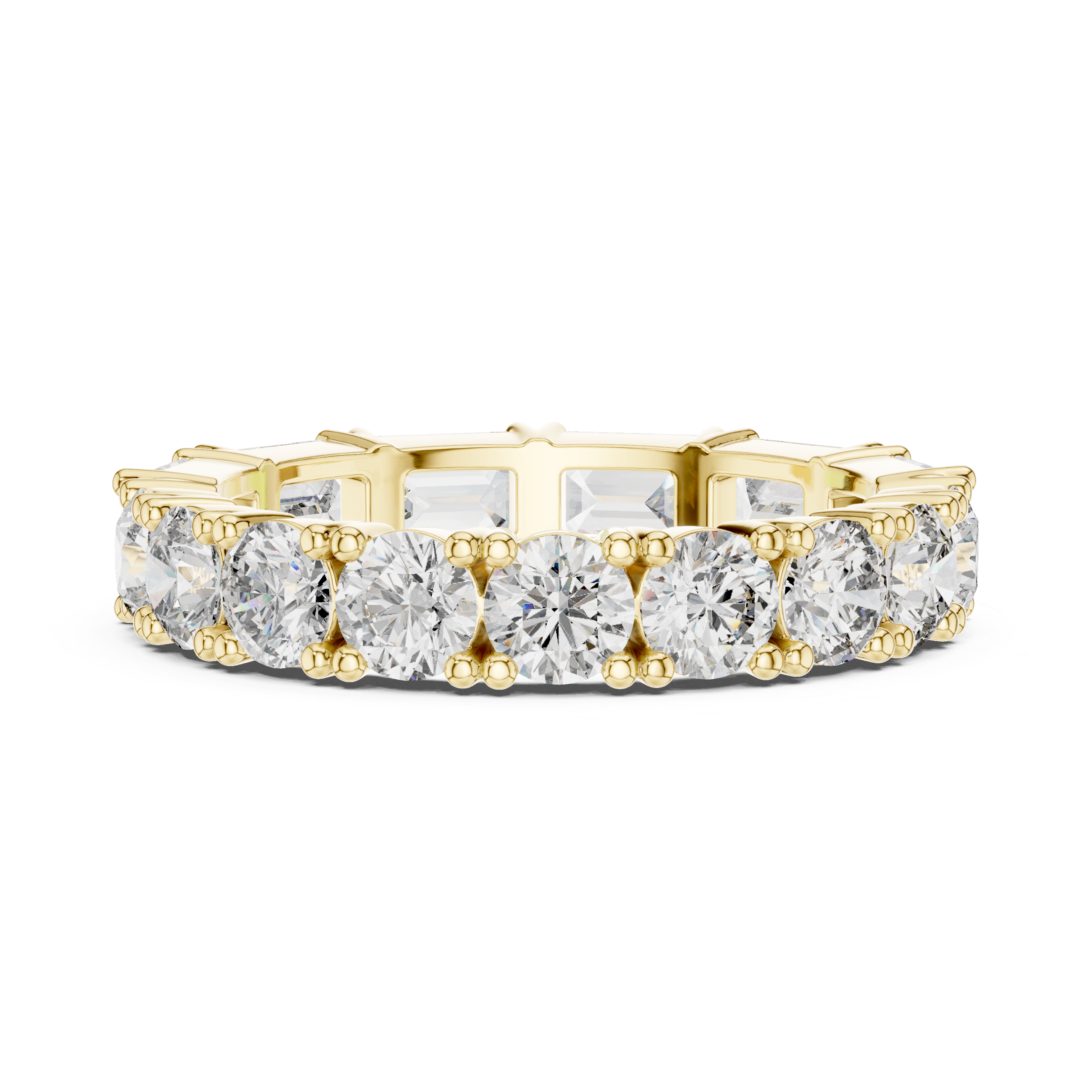Eternity band with diamond circle.