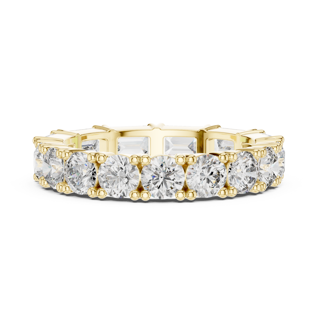 Eternity band with diamond circle.