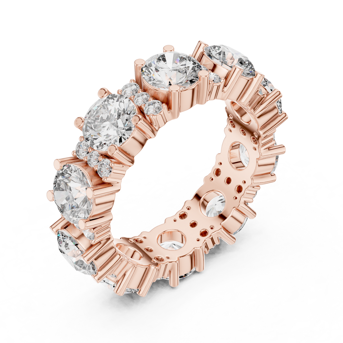 Rose gold solitaire ring with round diamond center.