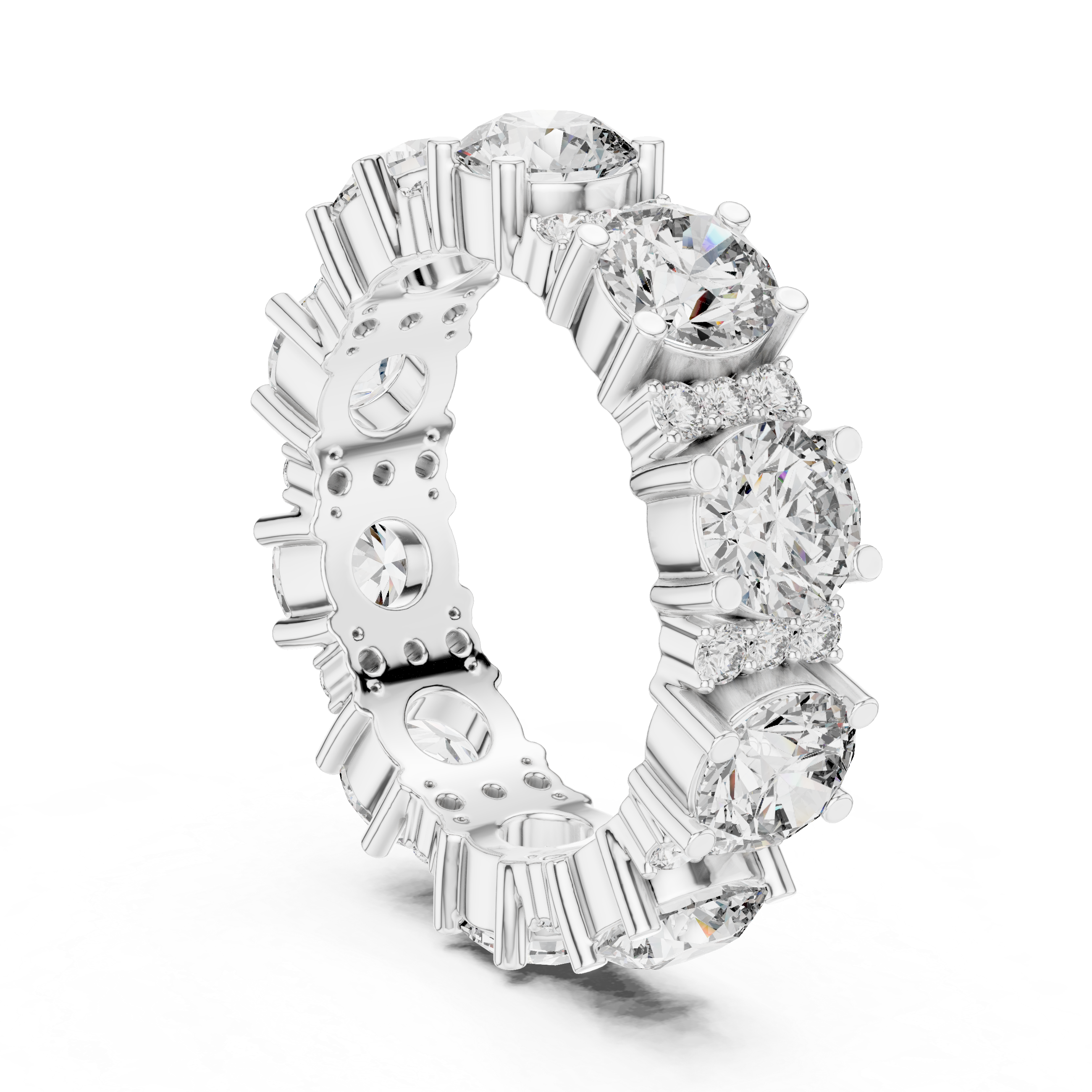 White gold engagement ring with sparkling accents.
