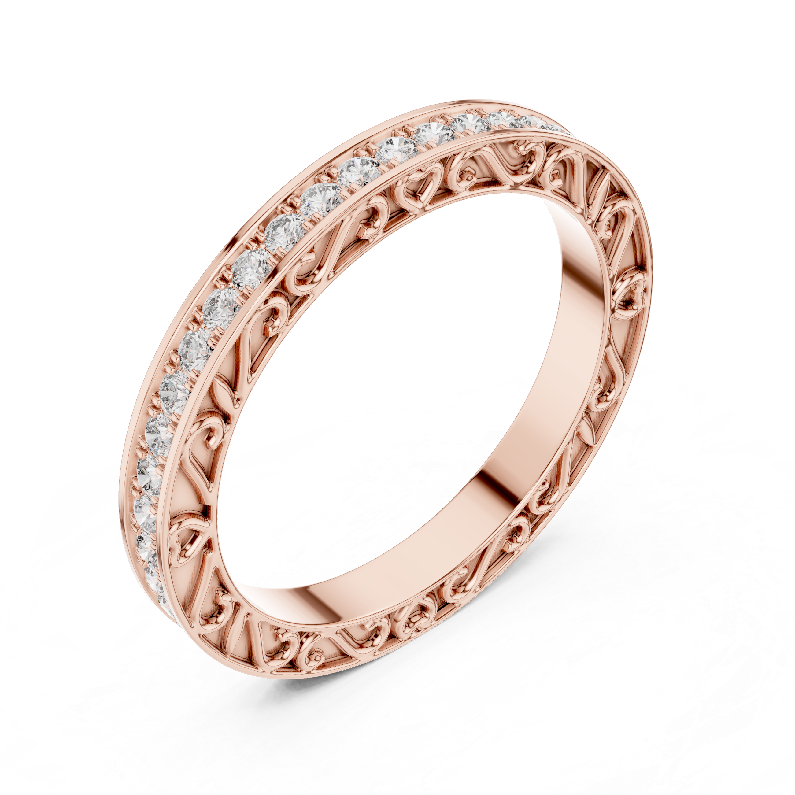 Gold toe ring with engraved design.