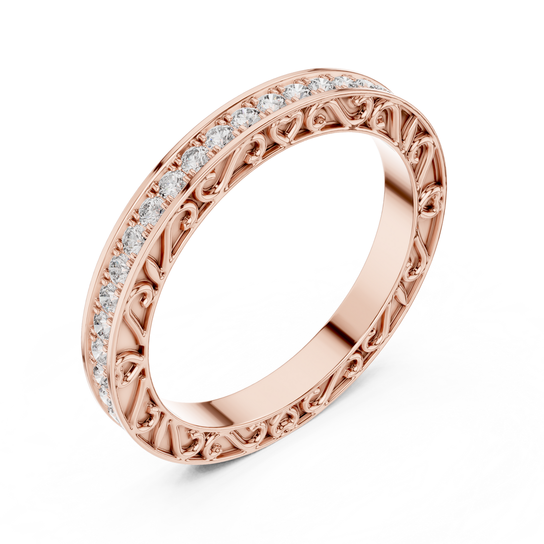 Gold toe ring with engraved design.