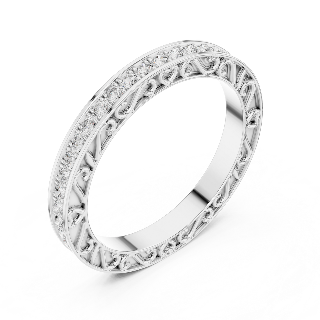 Floral engraved toe ring in silver.