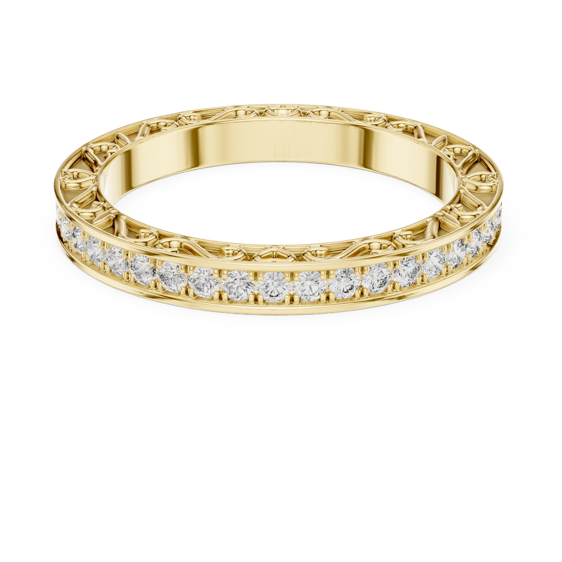 Men's gold band ring with matte finish.