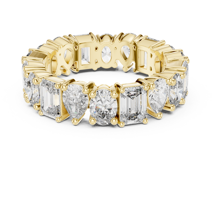 Multi-stone ring with colorful gemstones.