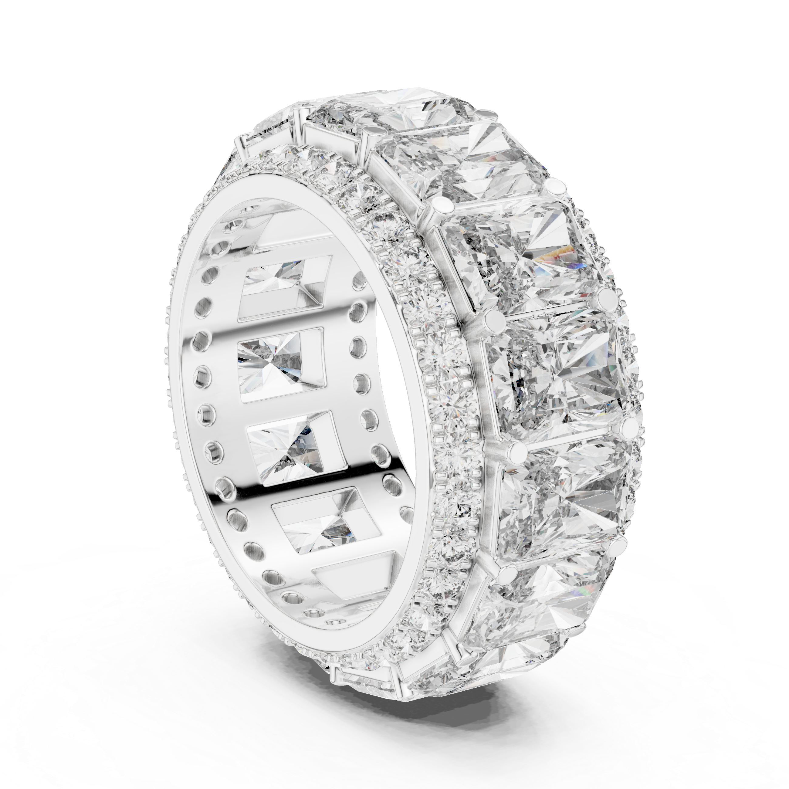 Eternity ring with continuous diamond row.