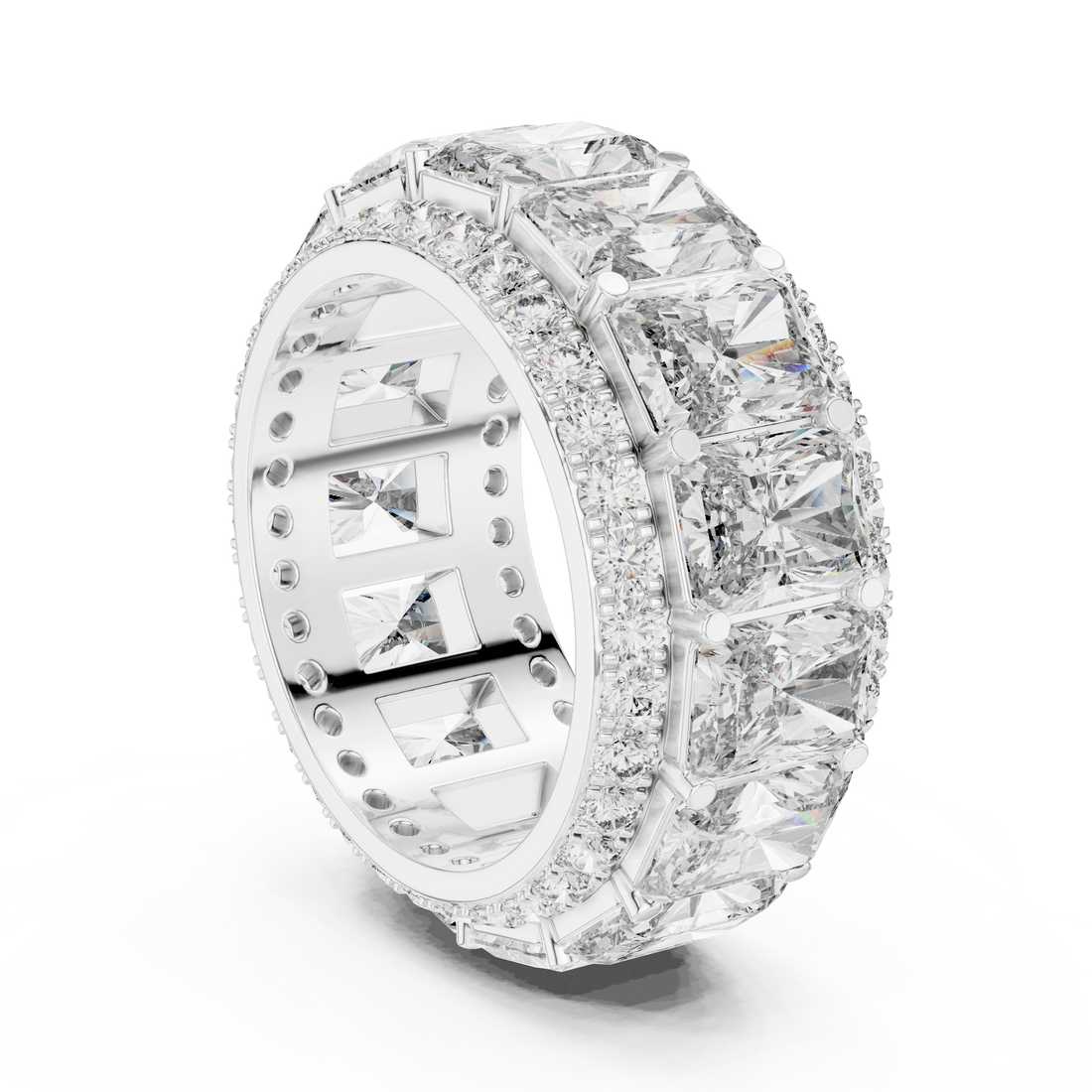 Eternity ring with continuous diamond row.