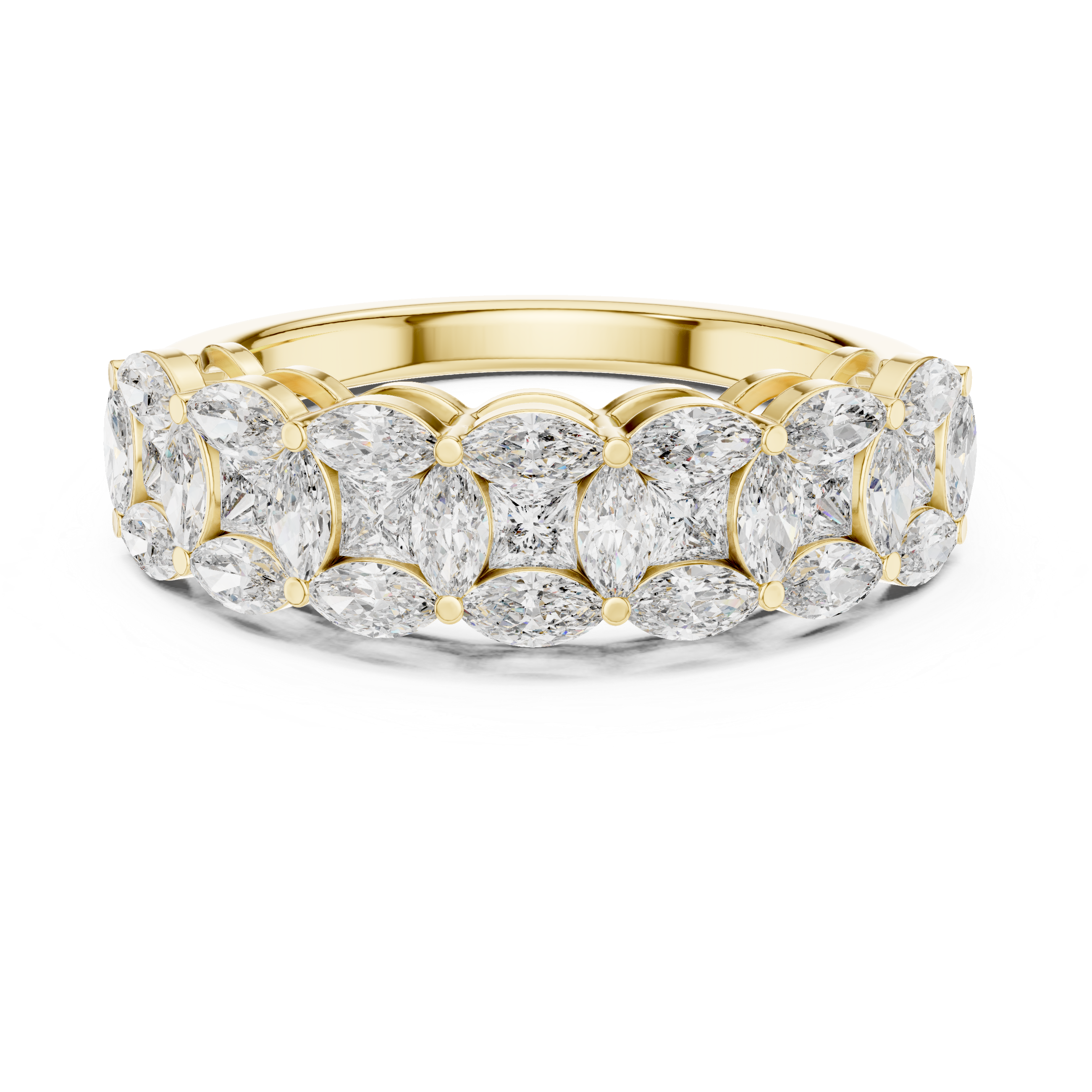 Vintage halo ring with decorative edges.