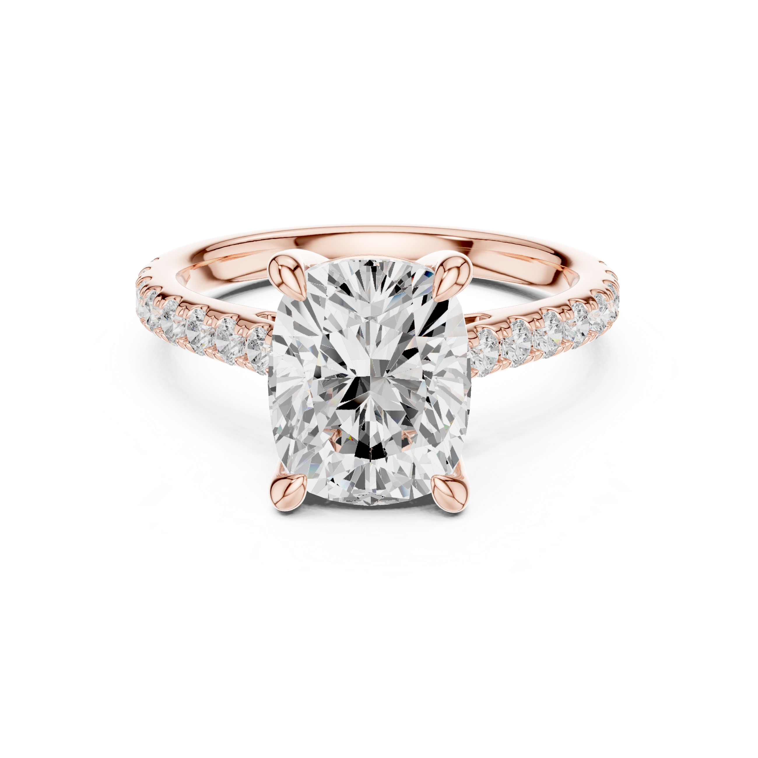 Cushion Cut Diamond Pavé Side Stone Engagement Ring with Hidden Accent Gallery