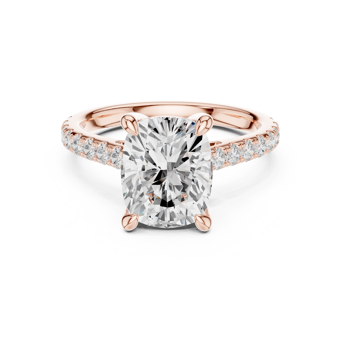 Cushion Cut Diamond Pavé Side Stone Engagement Ring with Hidden Accent Gallery