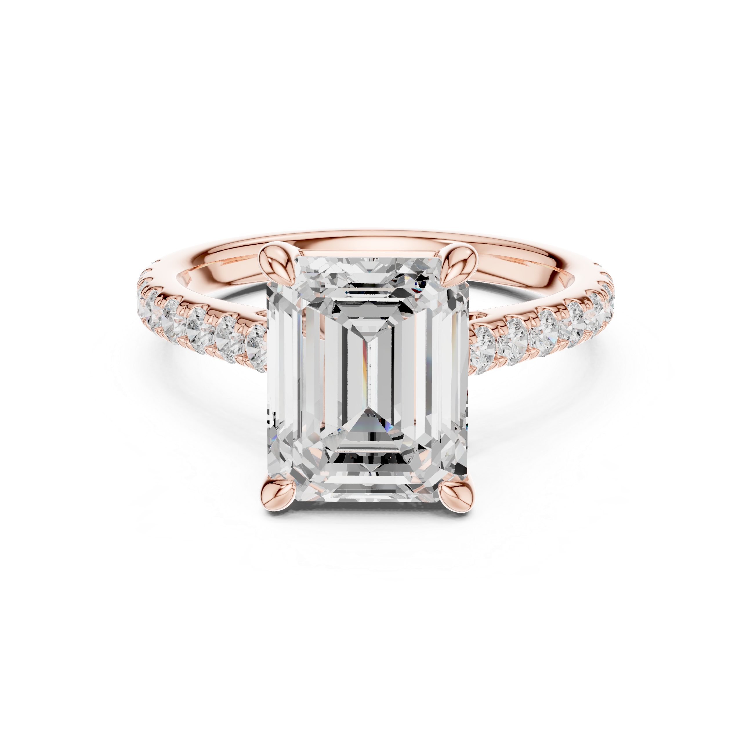 Emerald Cut Diamond Pavé Side Stone Engagement Ring with Hidden Accent Gallery