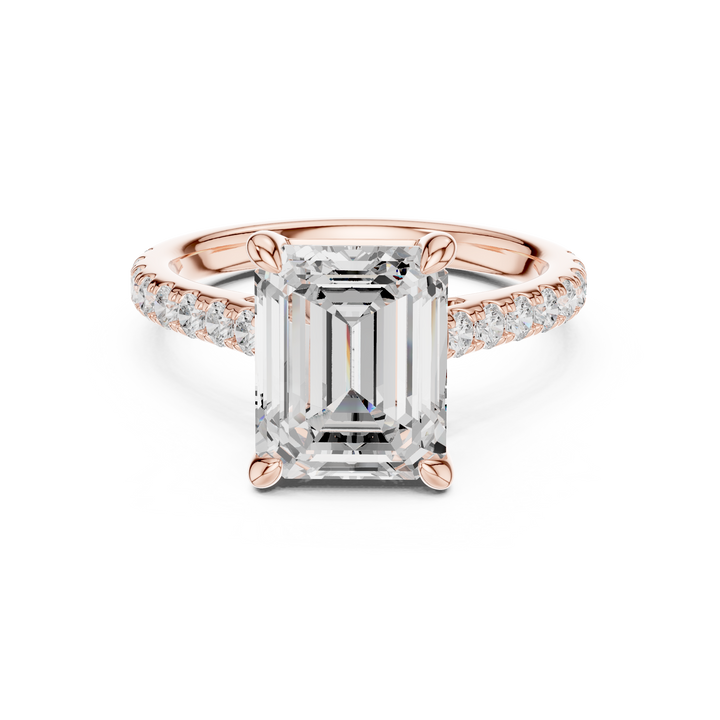 Emerald Cut Diamond Pavé Side Stone Engagement Ring with Hidden Accent Gallery
